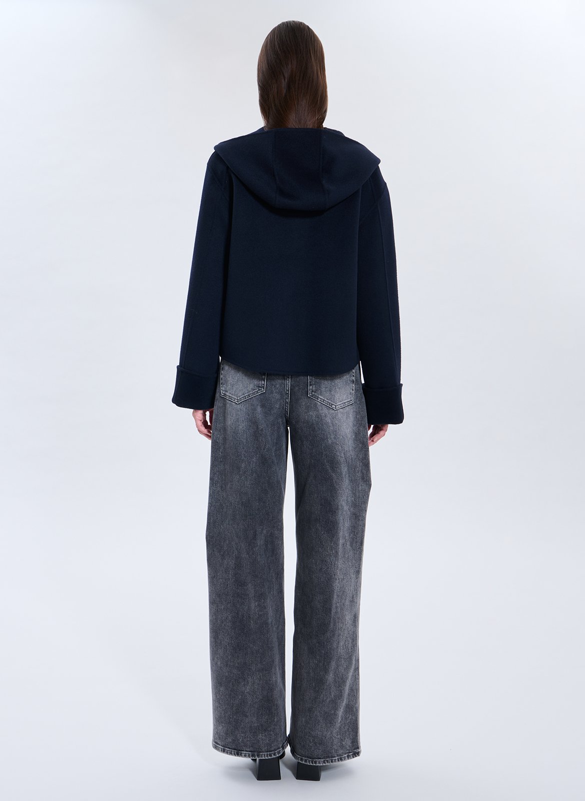 Oversized wool blend hooded jacket ZAPA Blue