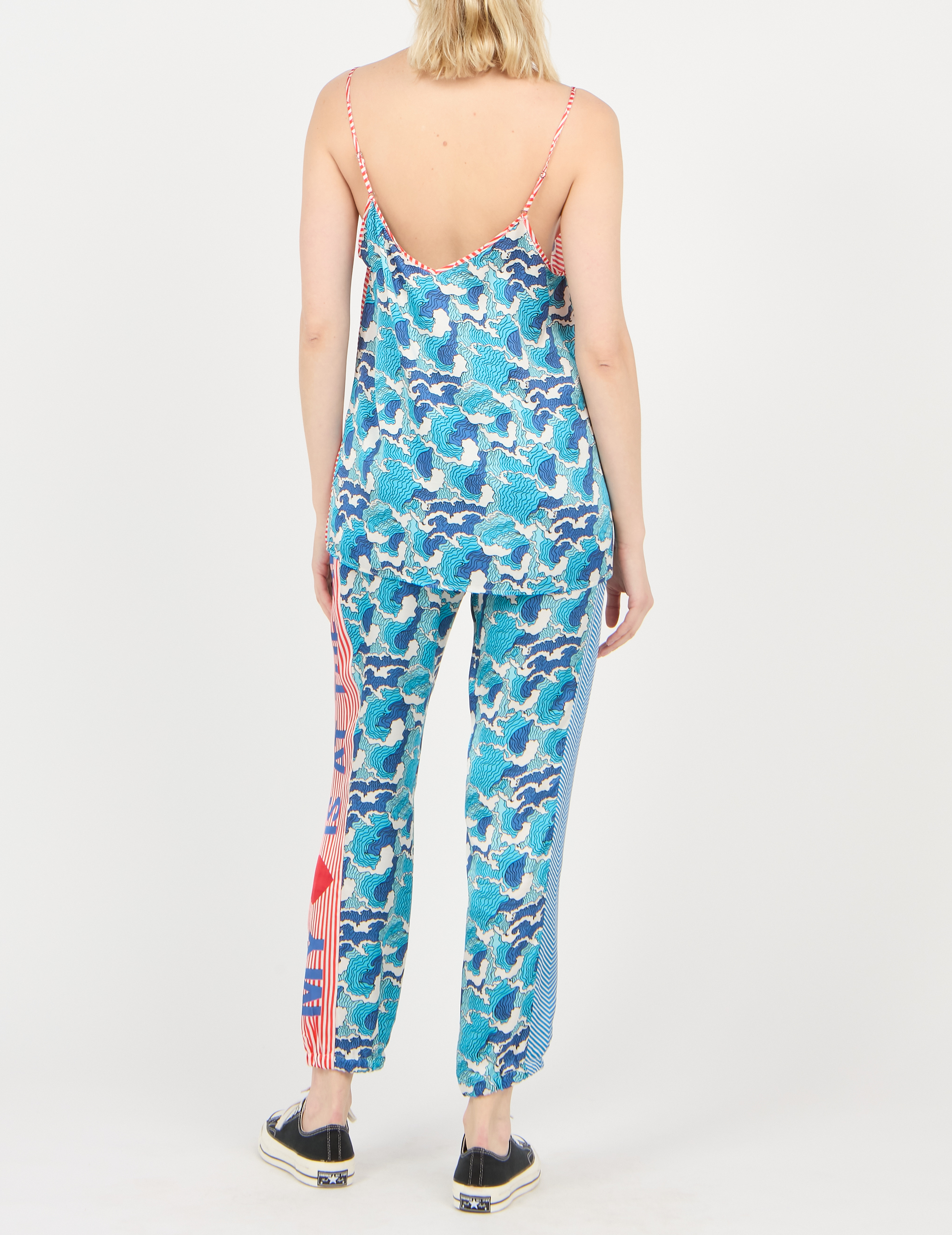 Pantalon large imprimé SACK S Bleu