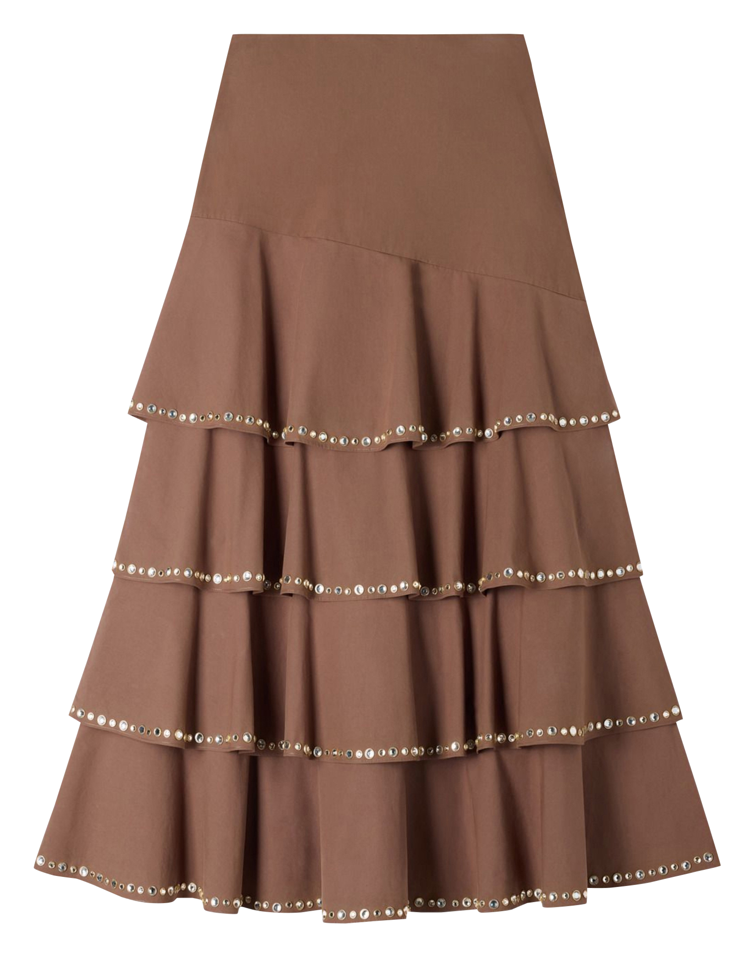 Halflange rok met volants SANDRO Bruin