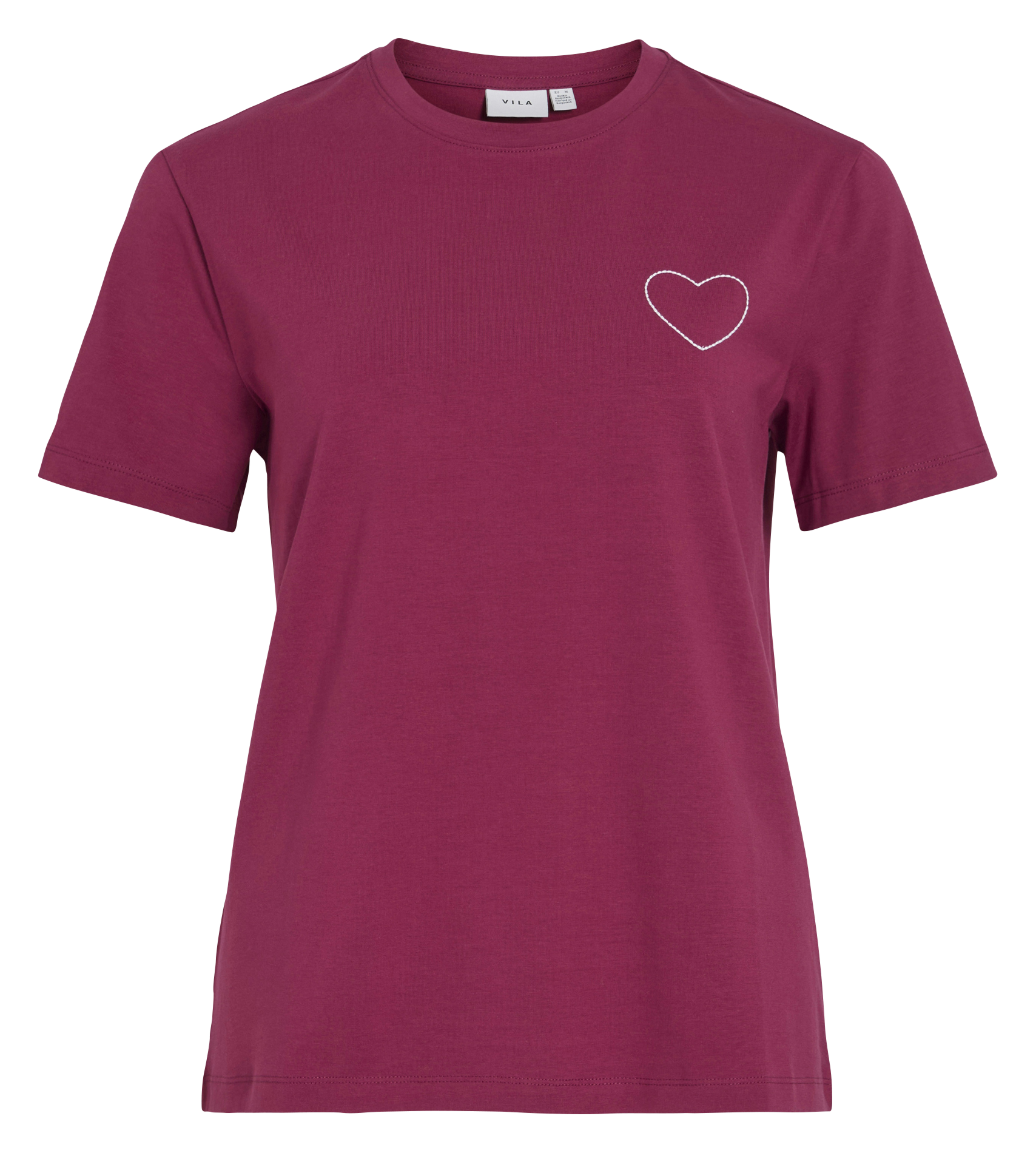 Gerade geschnittenes Rundhals-T-Shirt aus Bio-Baumwoll-Mix VILA Rot