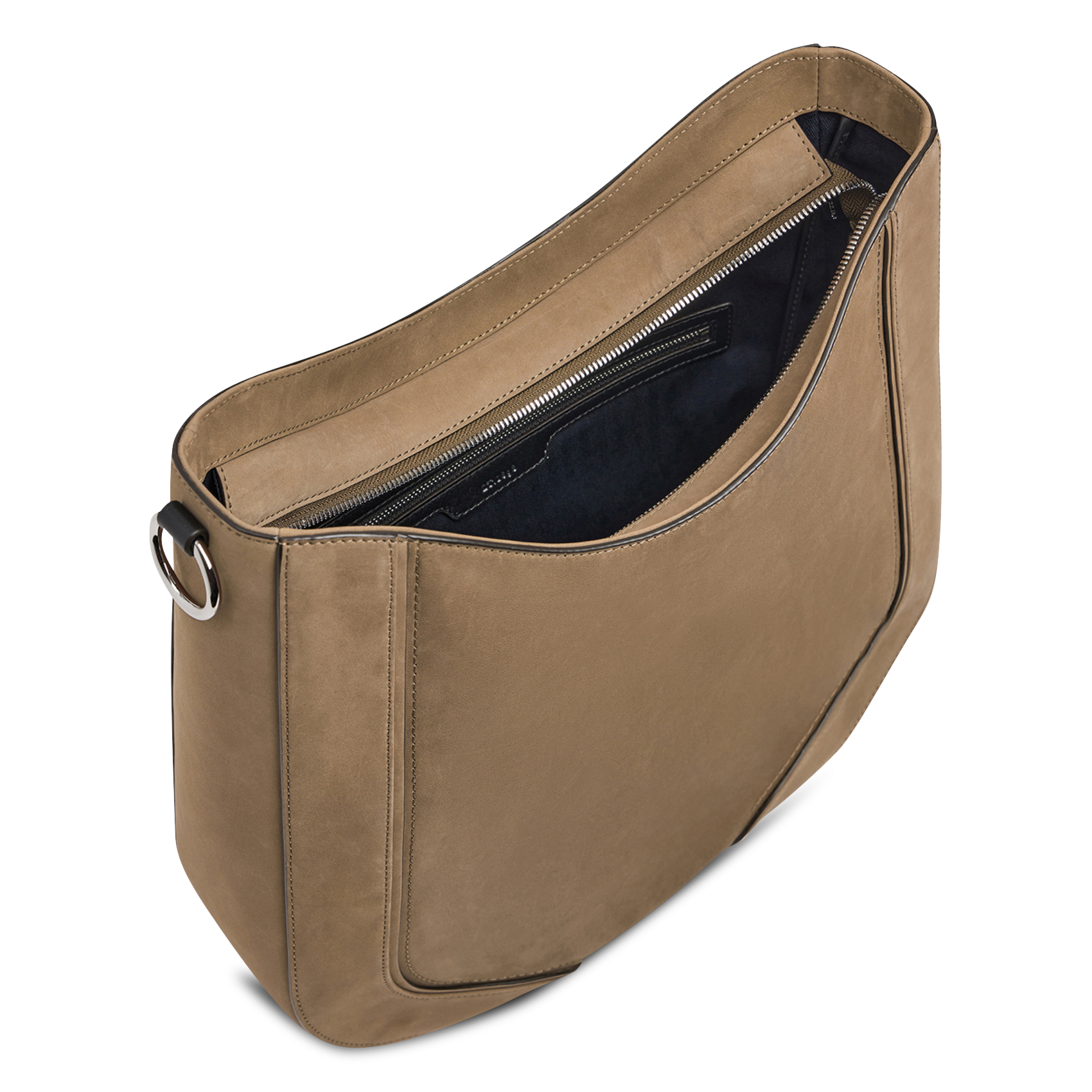 Sac hobo en cuir velours LE TANNEUR Marron