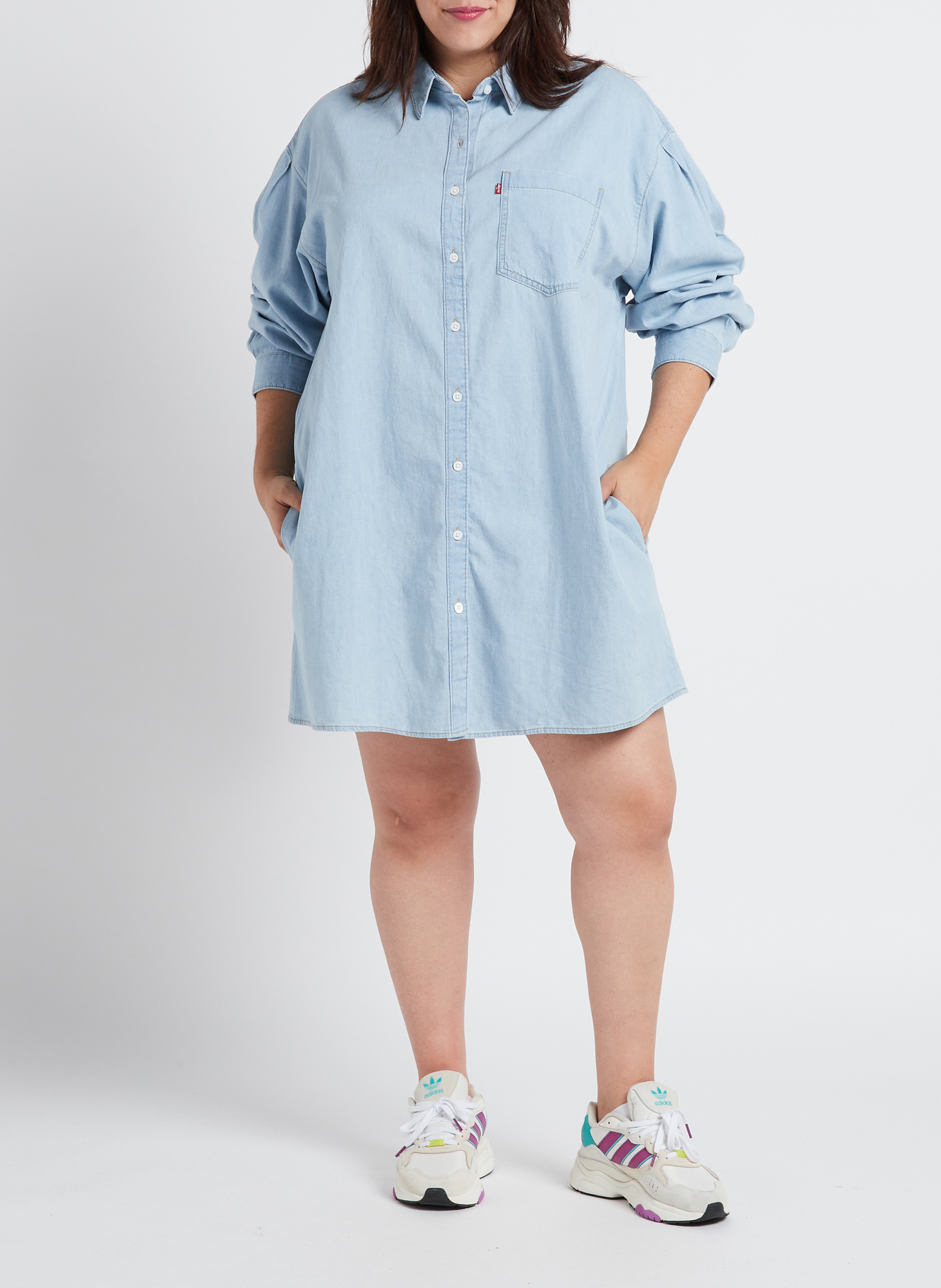 Robe courte col classique en coton mélangé LEVI'S Jean Délavé