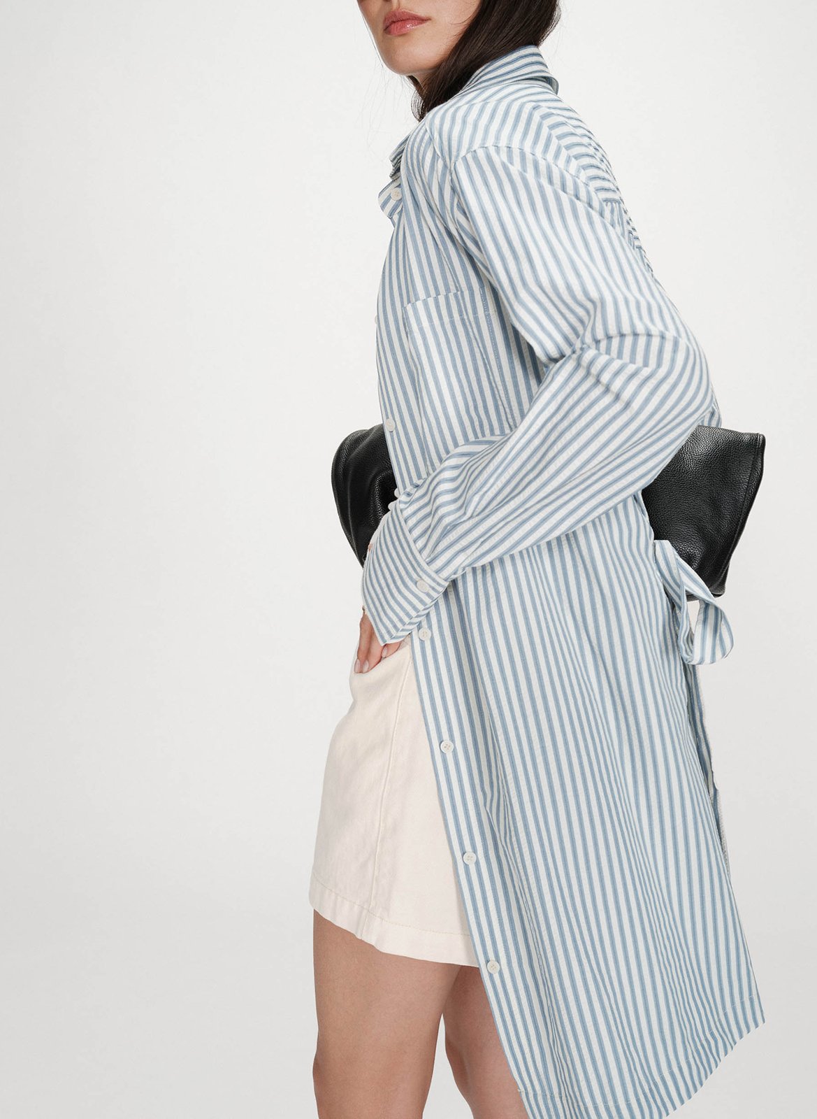 Robe courte col classique en coton mélangé GRACE ET MILA Bleu