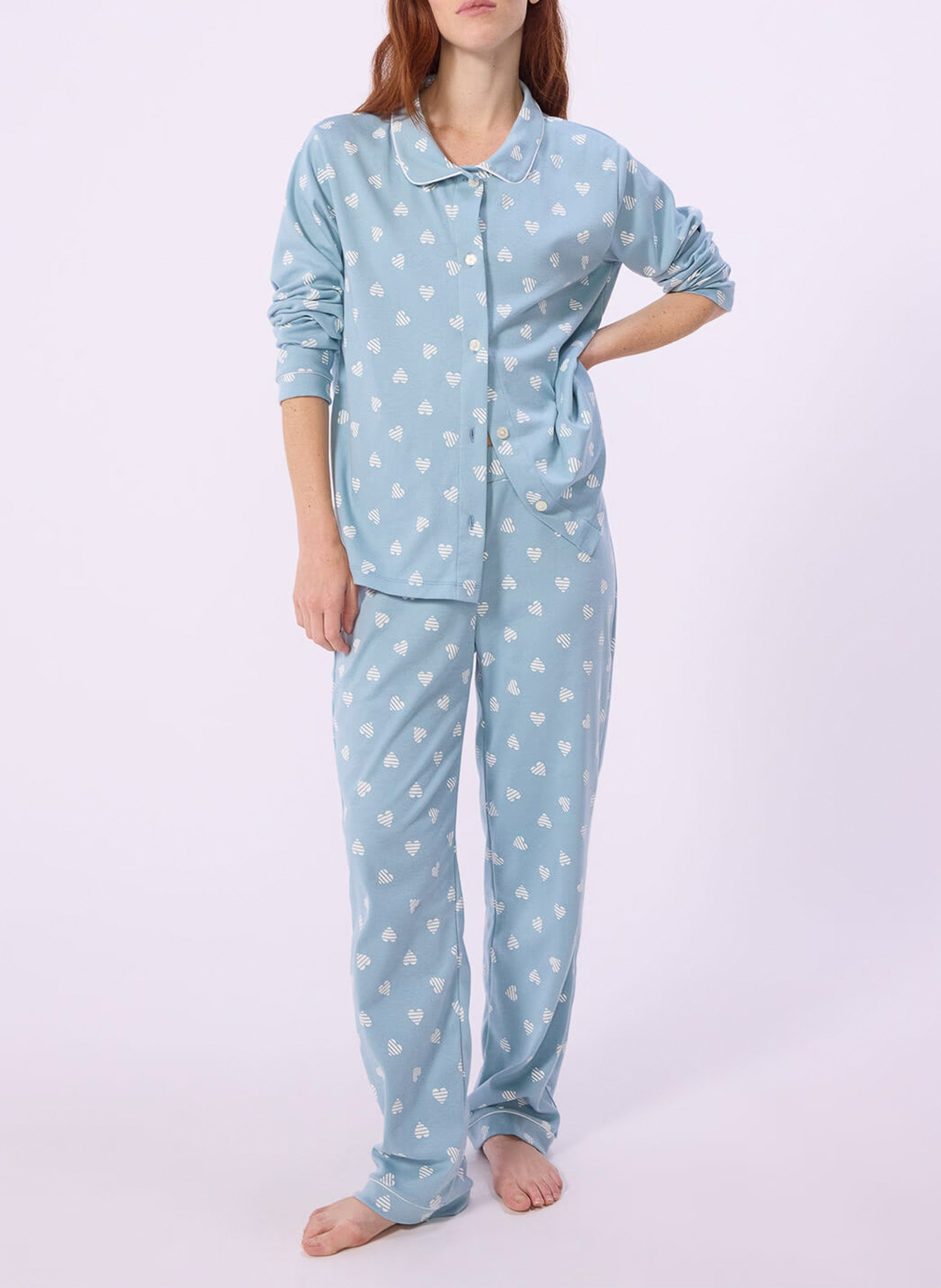 Heart Print Pyjama Set PETIT BATEAU Blue