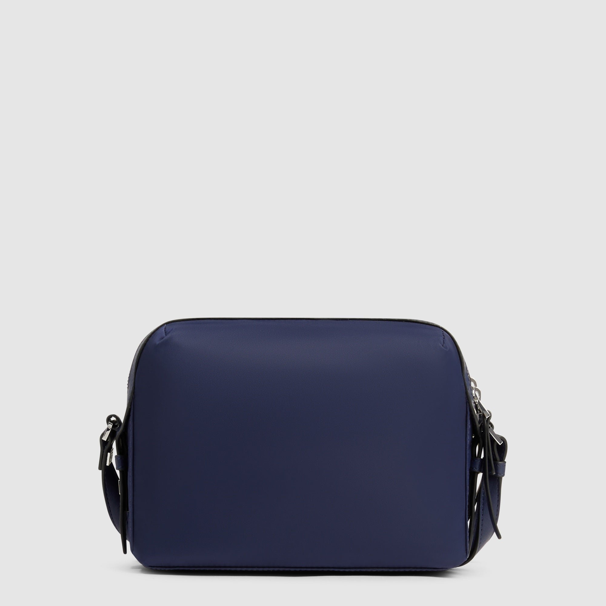 Women's shoulder bag model camera case in recycled fabric and leather Blue