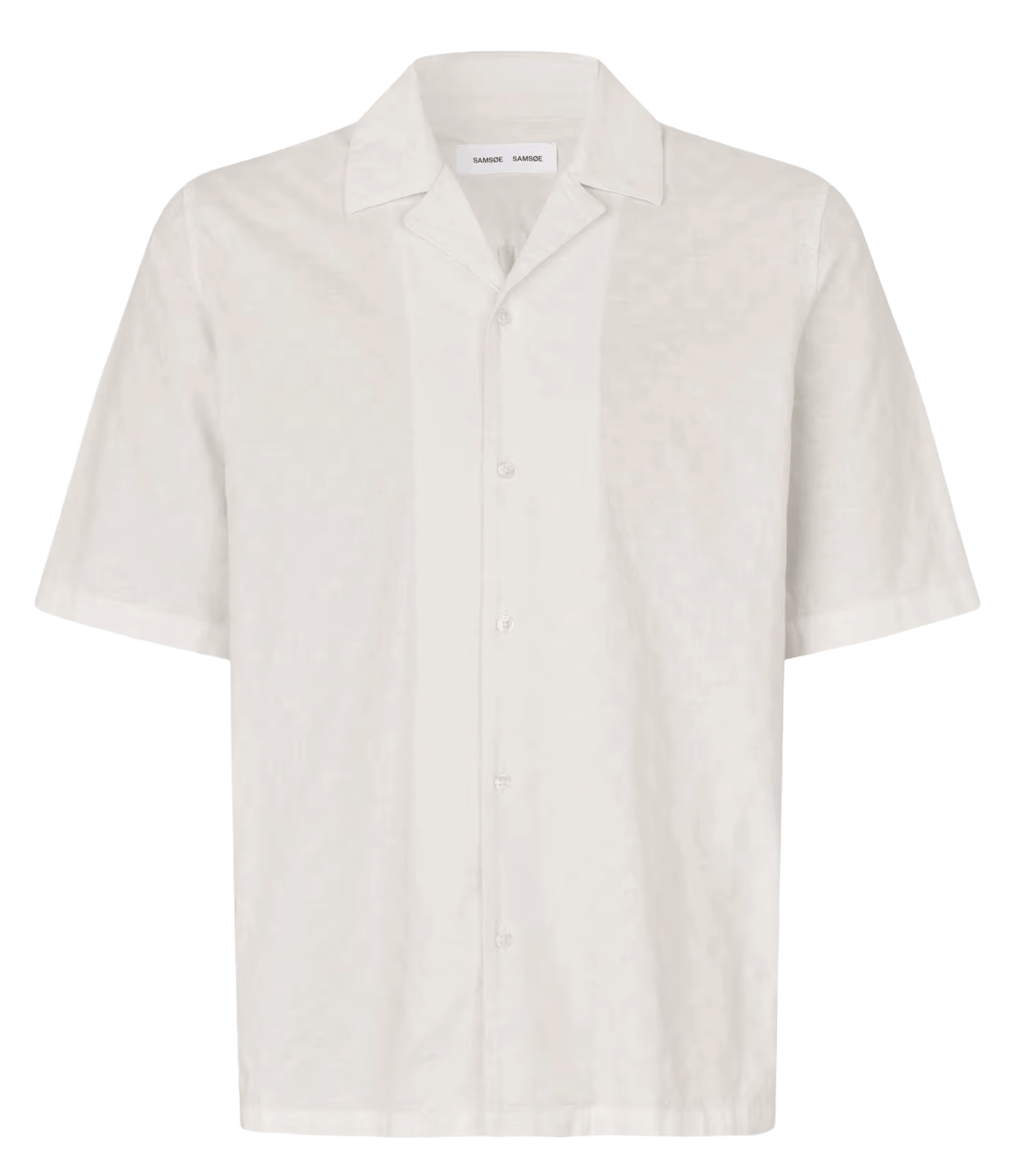 Rechte hemd met Cubaanse kraag van biologisch katoen SAMSOE SAMSOE Wit