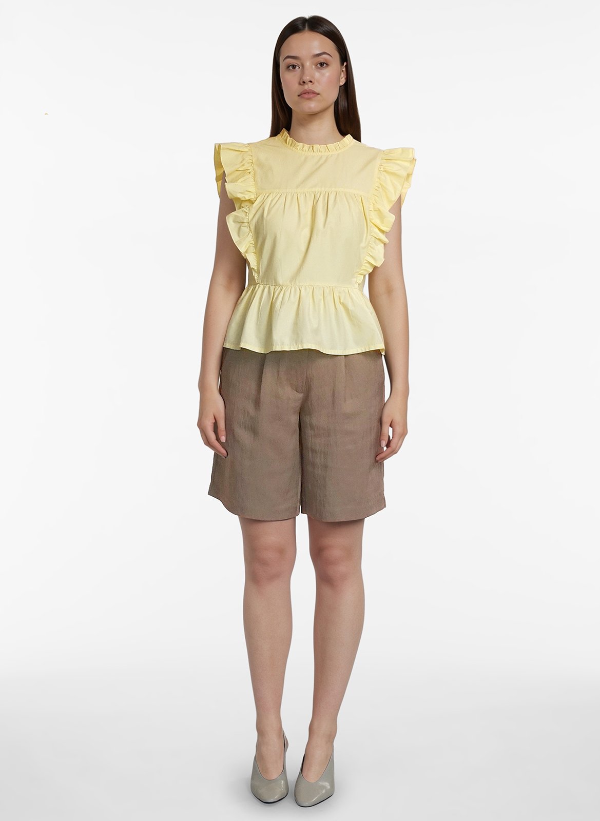 Short large taille mi-haute VILA Marron