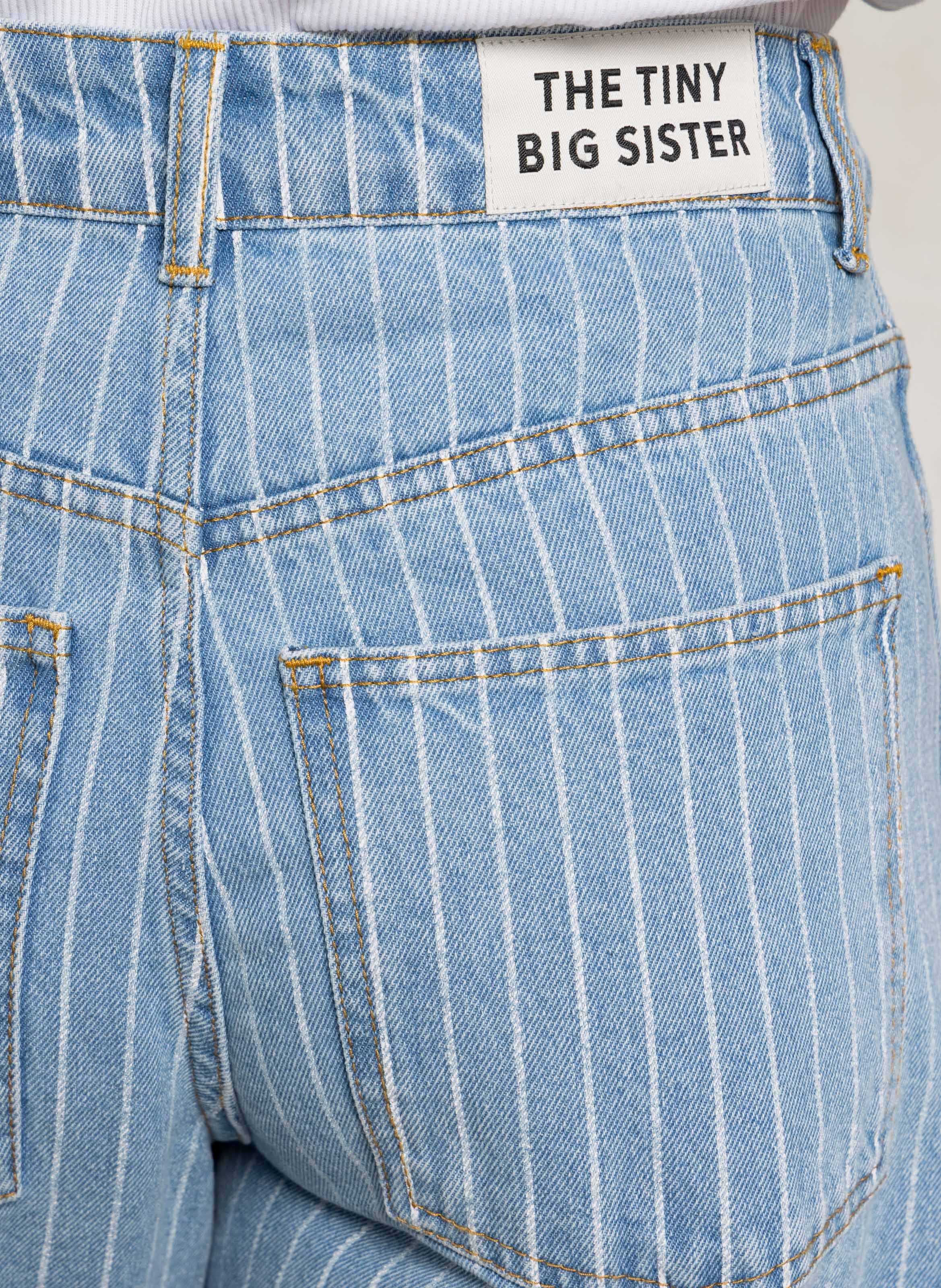 Jean droit en coton rayé THE TINY BIG SISTER Bleu