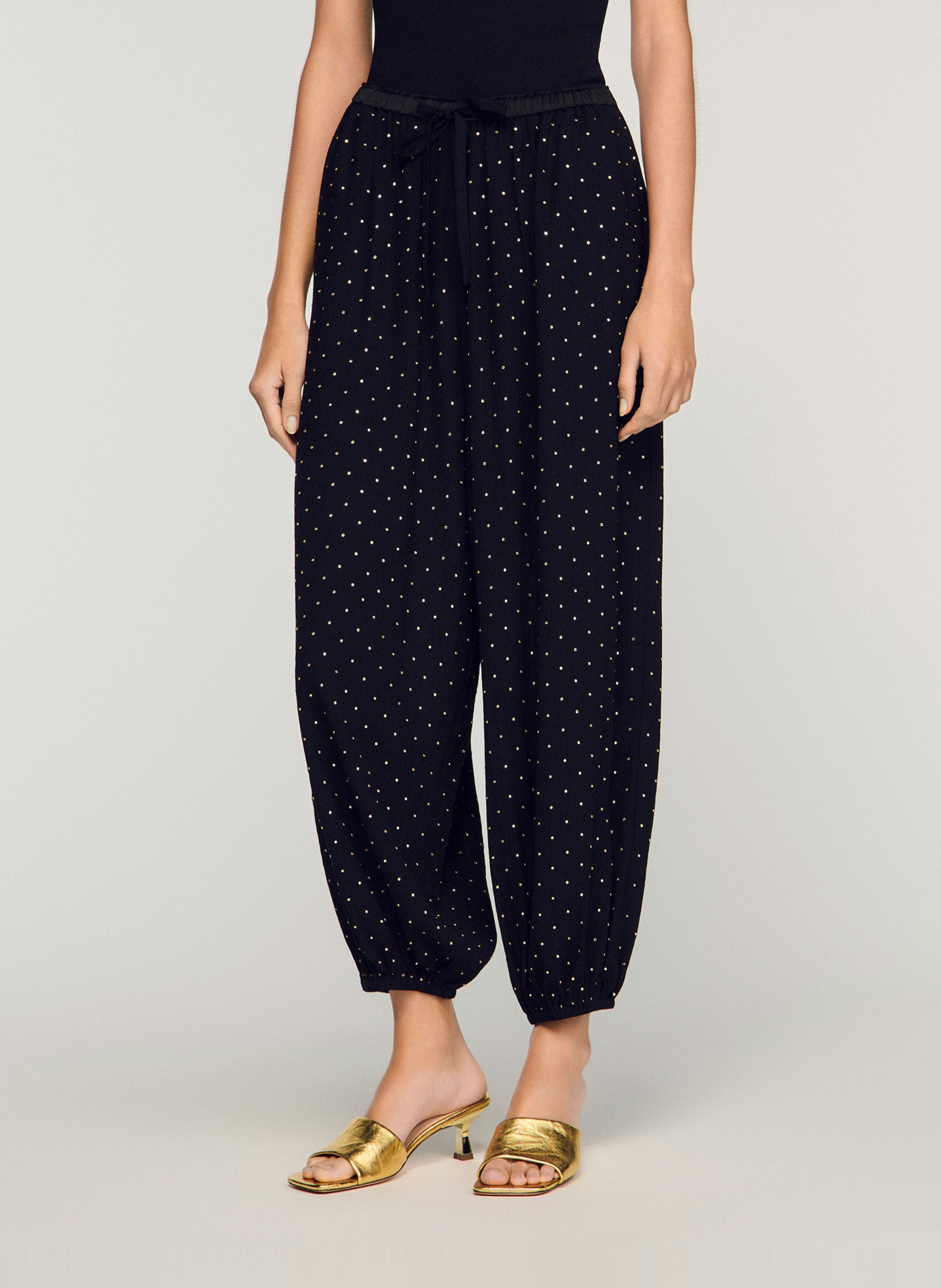 Pantalon large strassé SANDRO Noir
