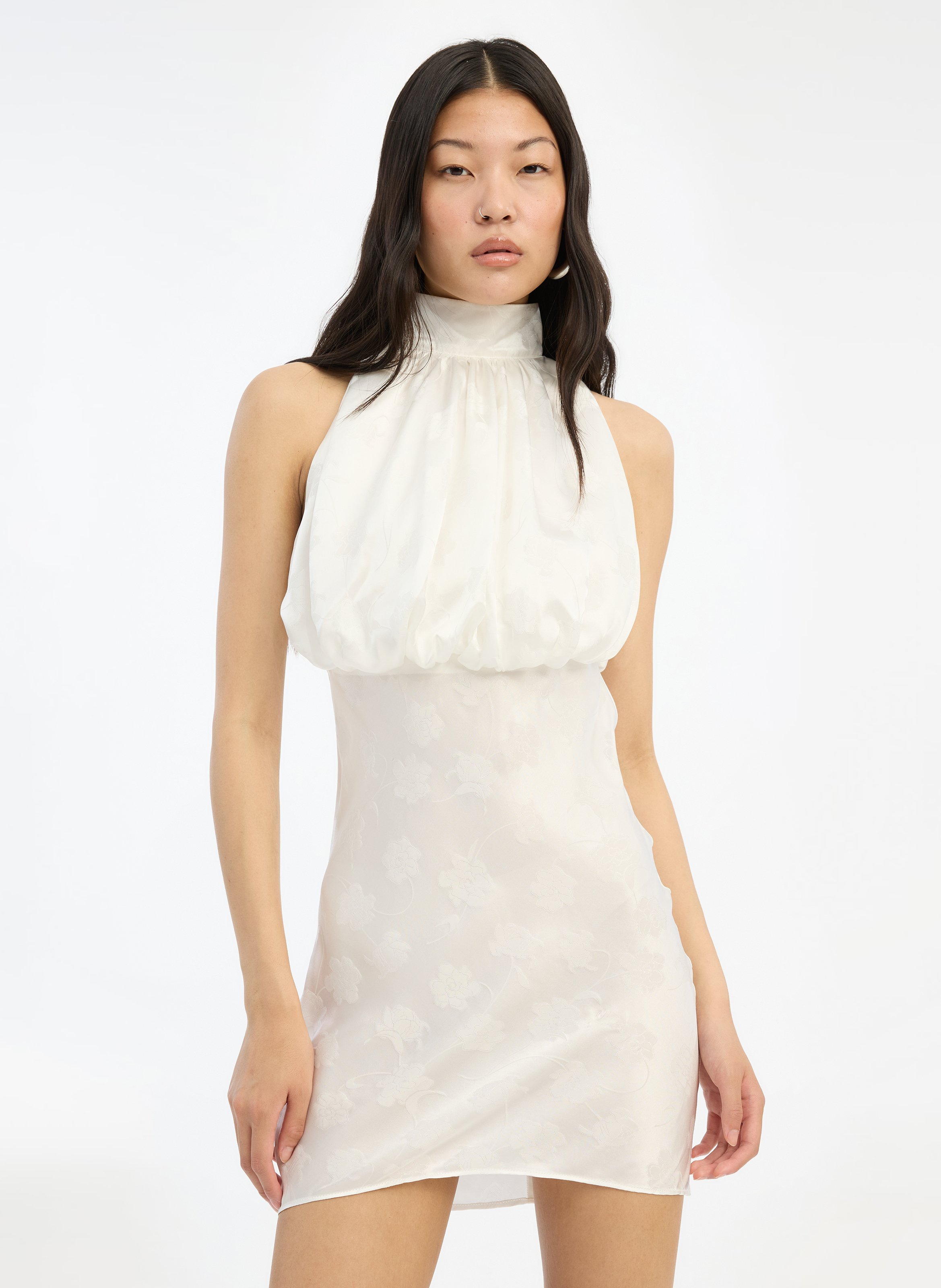 Robe courte ajustée jacquard ROTATE Blanc