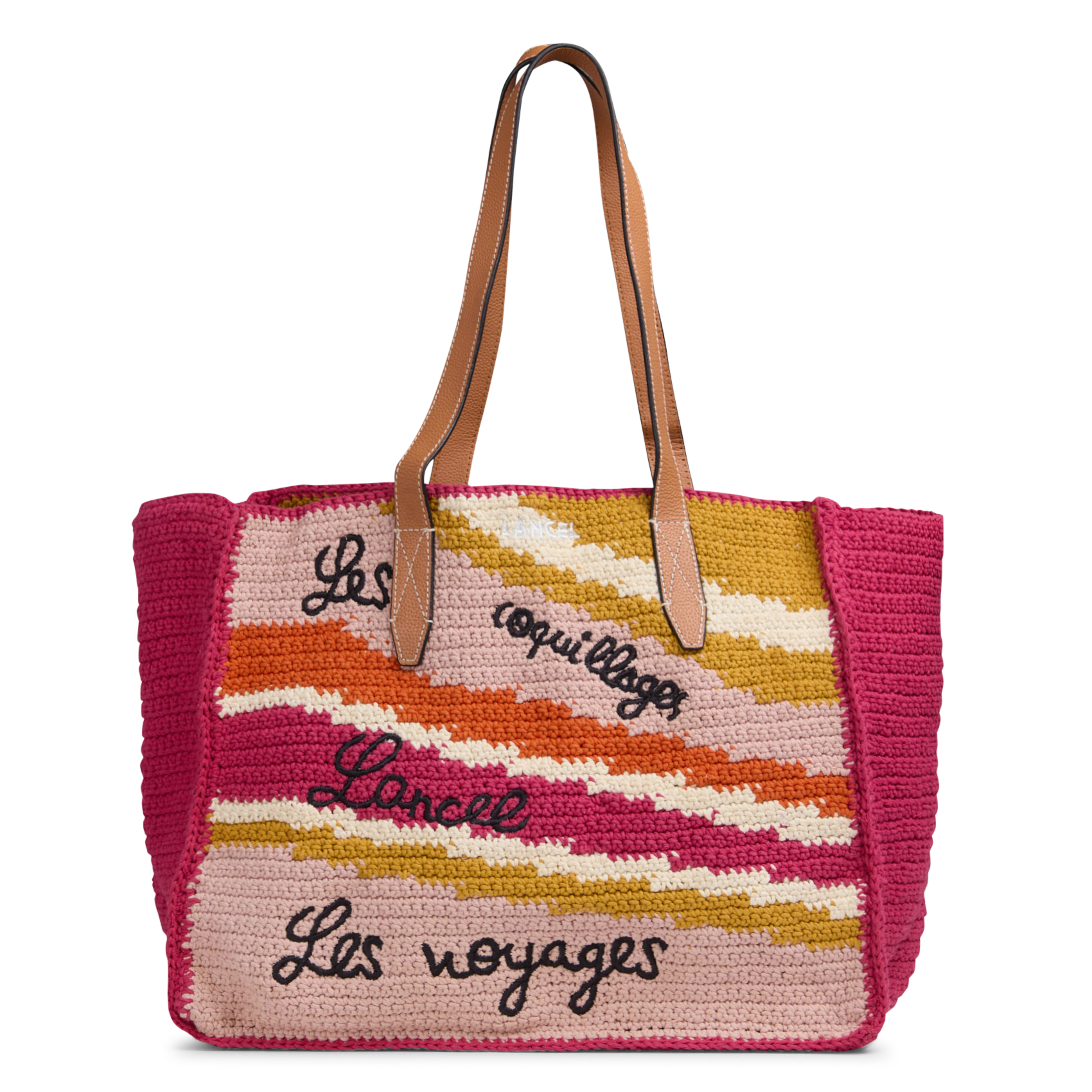 Sac porté épaule à motifs brodés LANCEL Multicolore