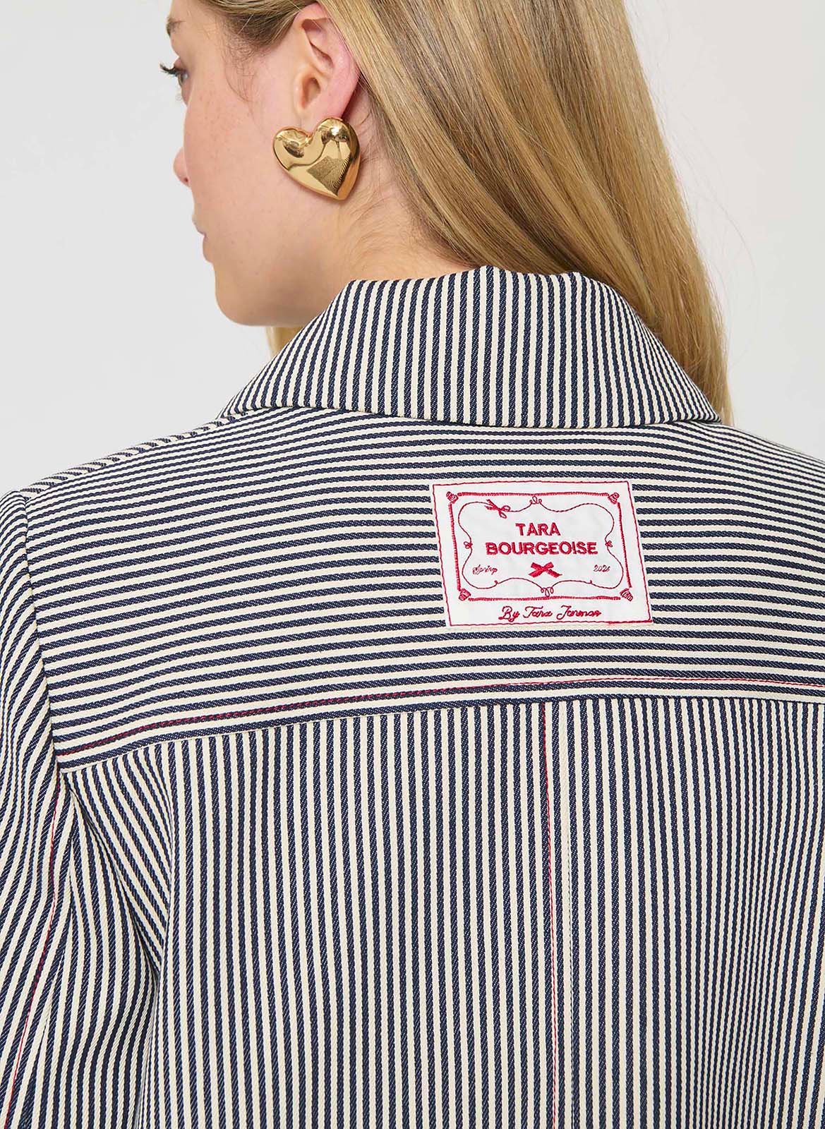 Manteau court à rayures TARA JARMON Beige