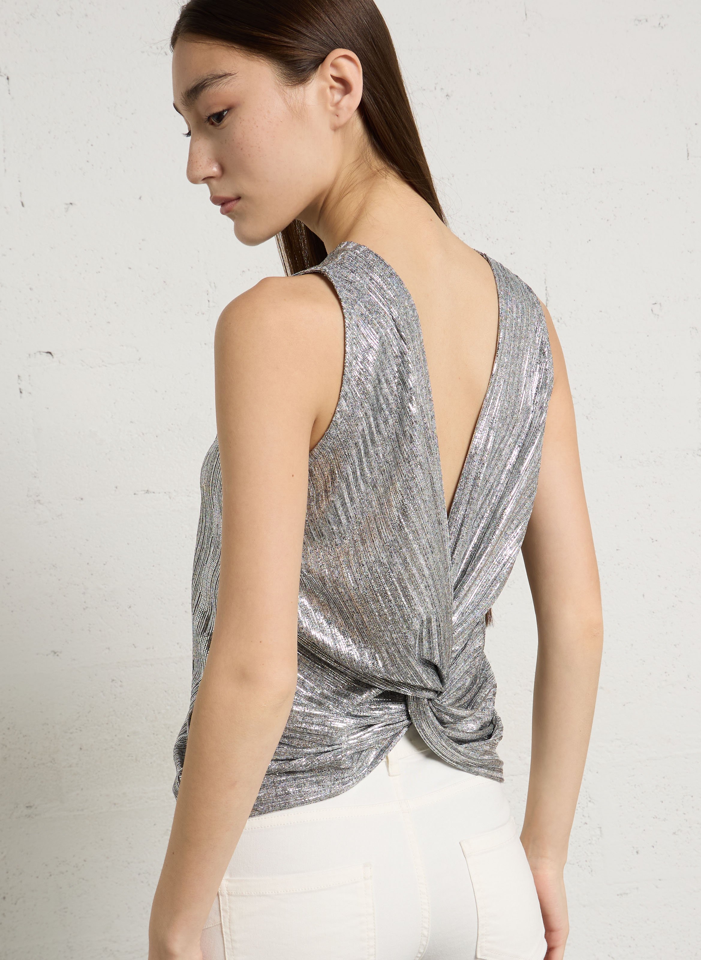 Top col bateau décolleté dos IKKS Argent