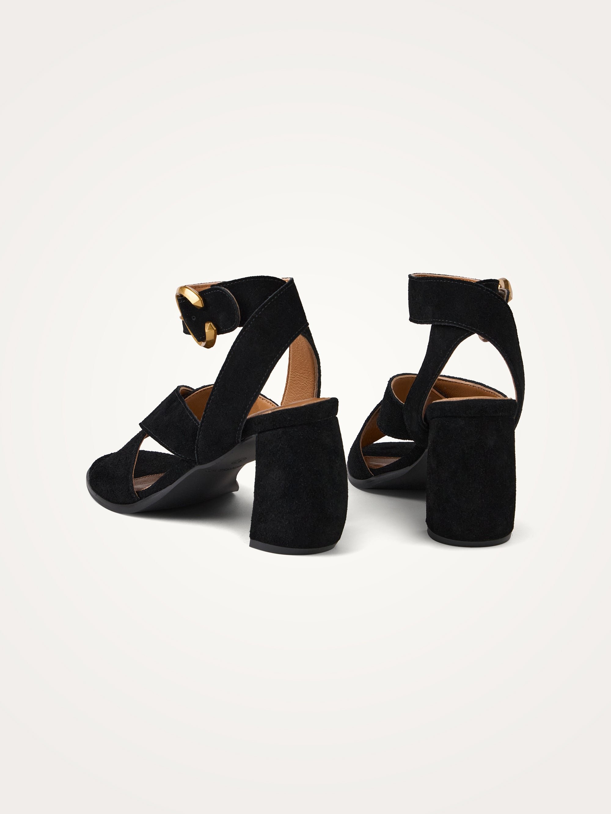 Half-moon heel sandals with multiple crossed straps in metallic effect leather VANESSA WU Black