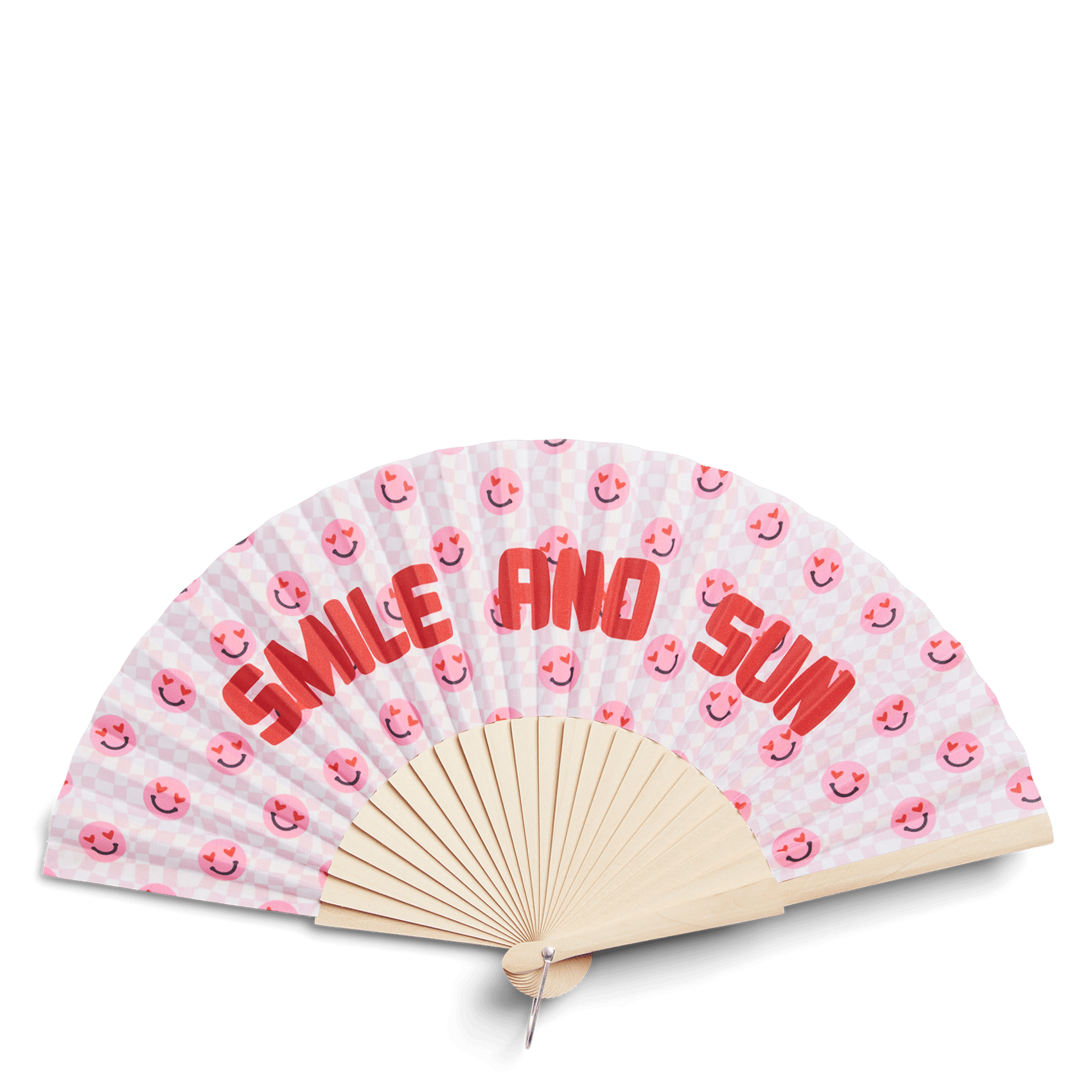 Eventail imprimé  PIECES Rose