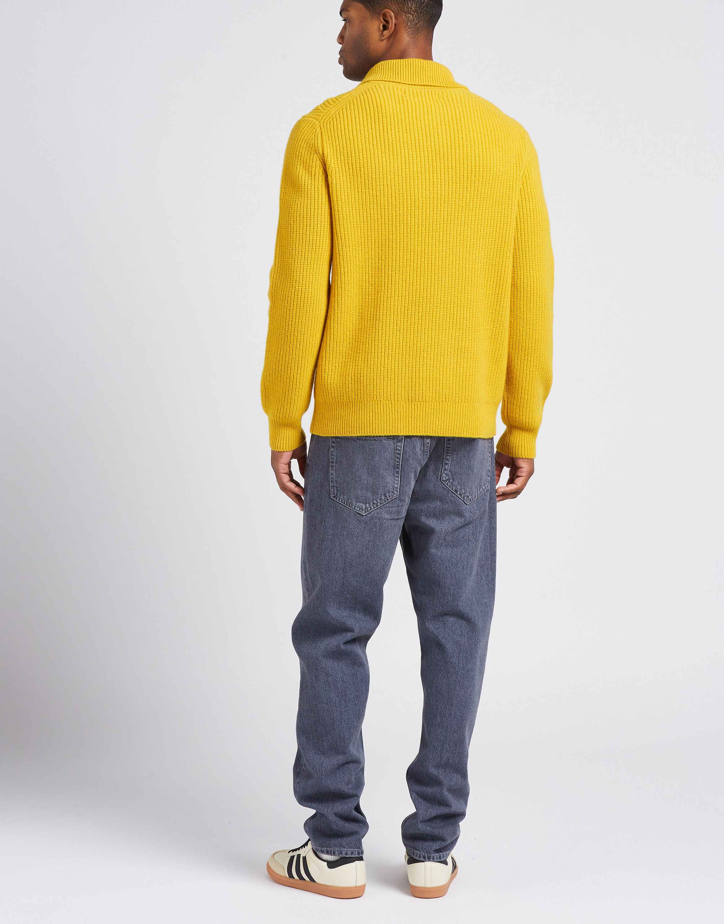 Zipped polo neck merino cardigan SAMSOE SAMSOE Yellow