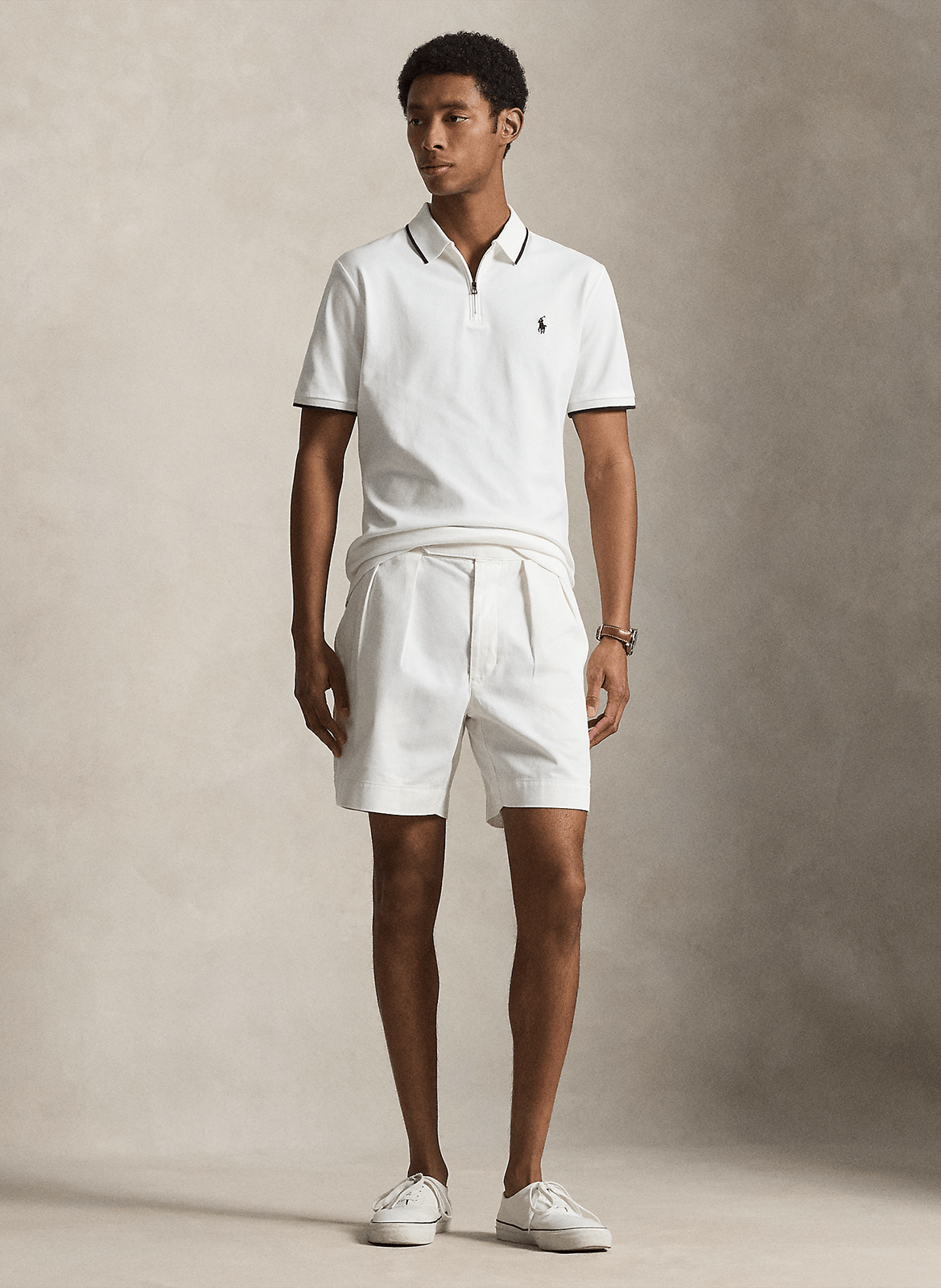 Straight cotton-blend polo shirt POLO RALPH LAUREN White