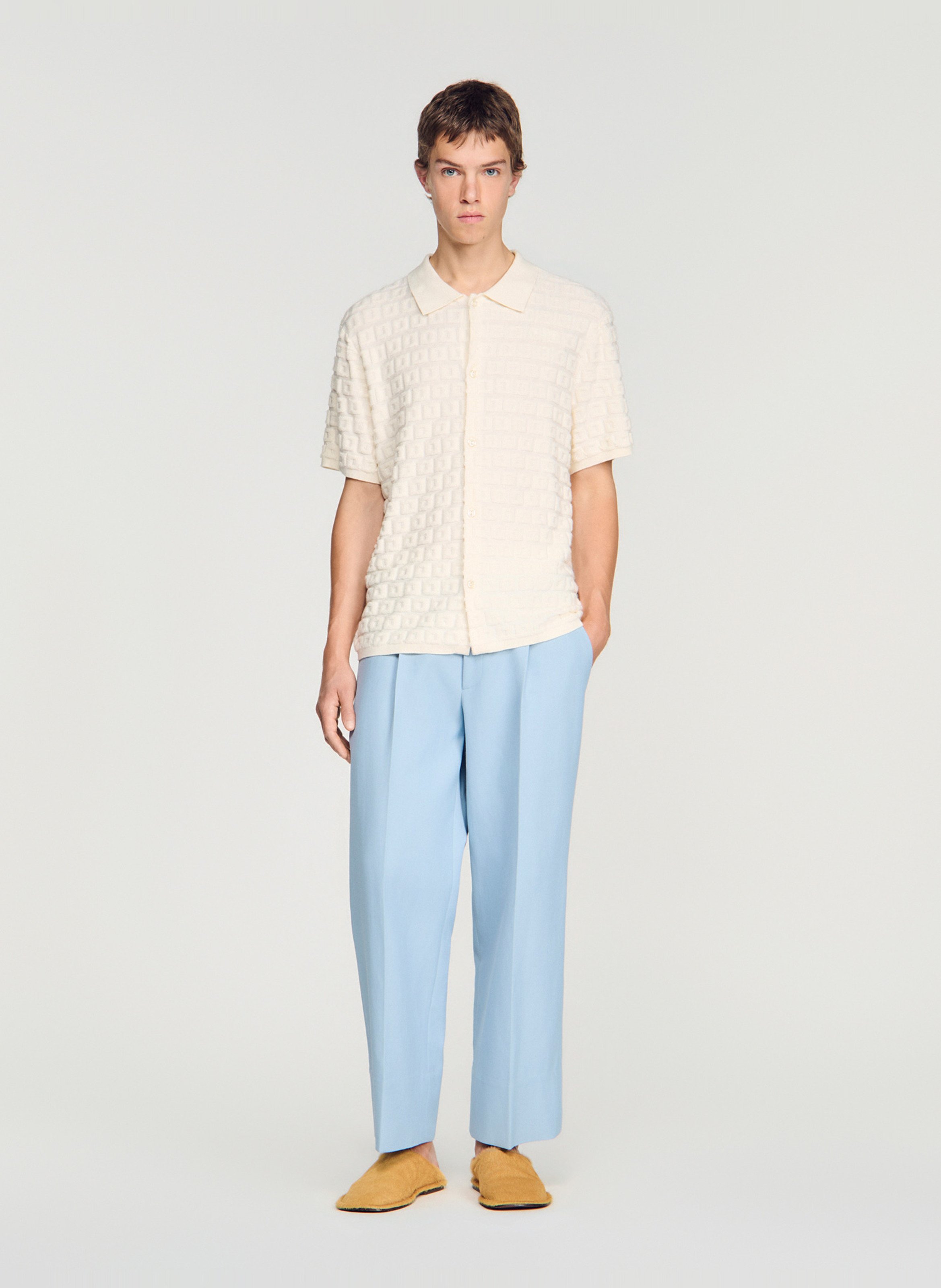 Recht vest met klassieke kraag SANDRO Beige