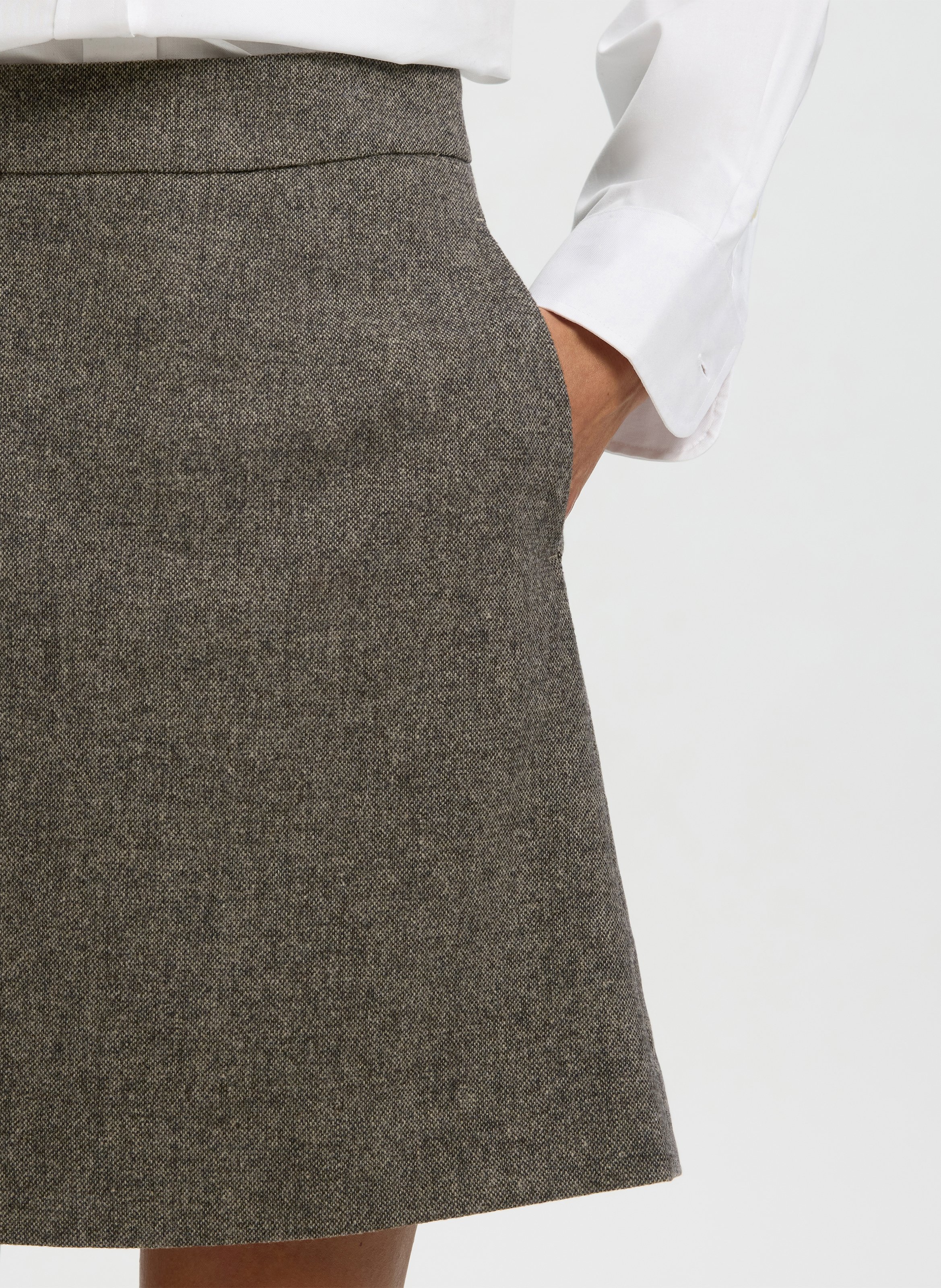 Jupe courte droite SELECTED Marron