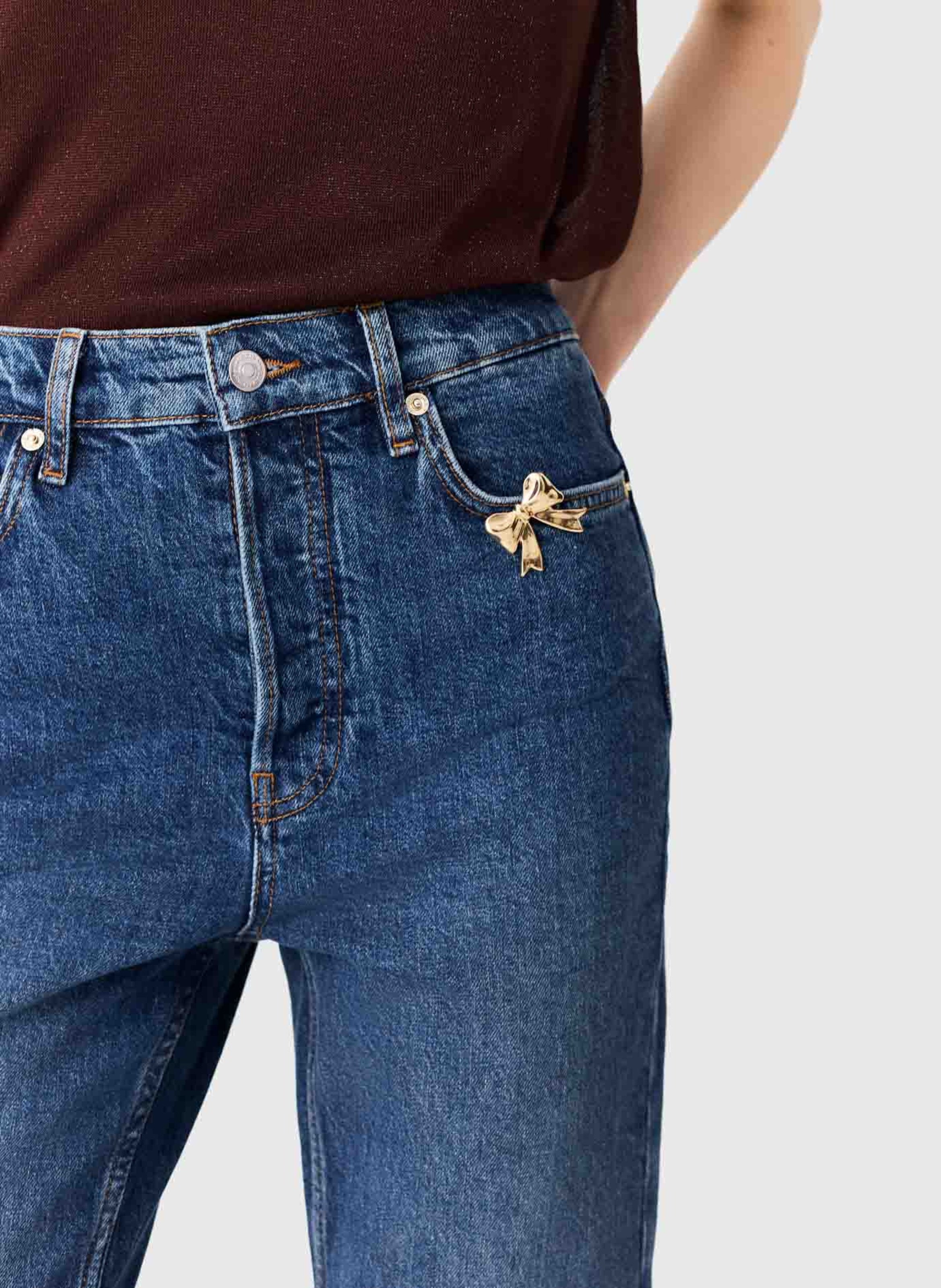 Straight-fit jeans van katoenmix MAJE Blauw