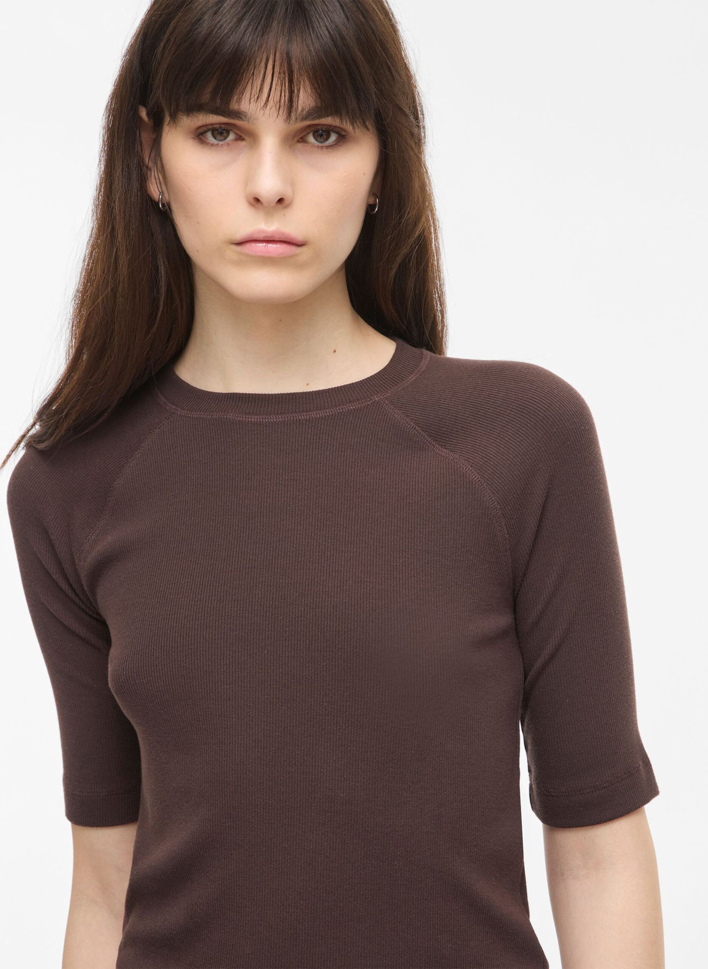 Top droit col rond ROUGE EDIT Marron