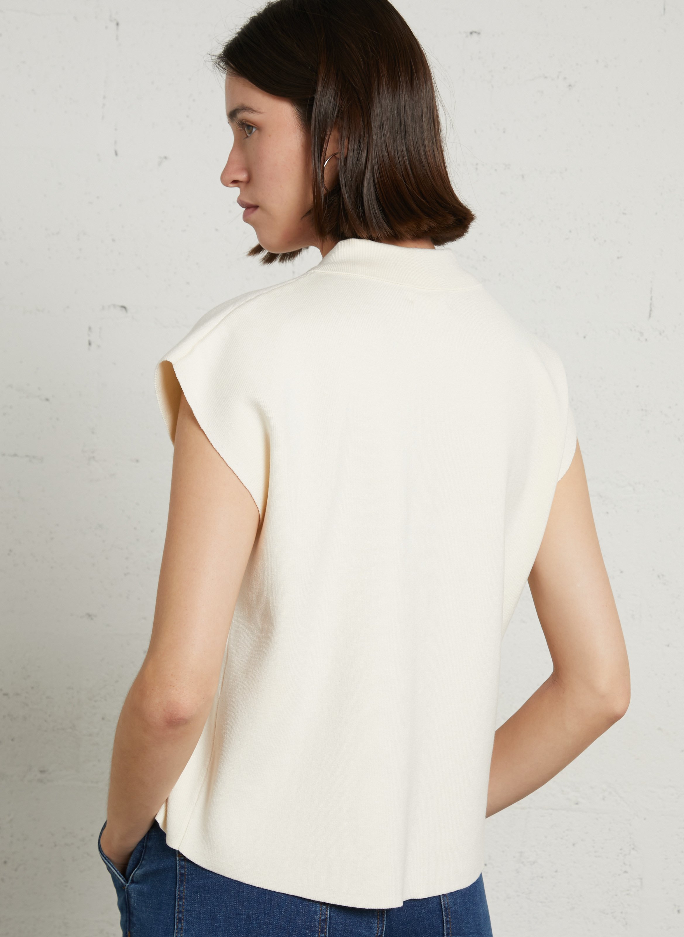 Sleeveless solid color sweater MAISON 123 Beige