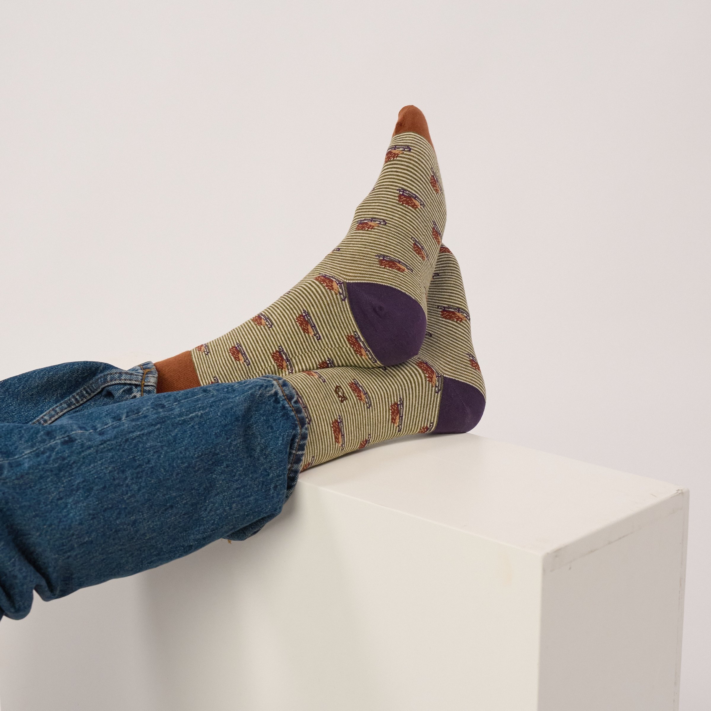 Combed Cotton Animal Socks BILLYBELT Khaki