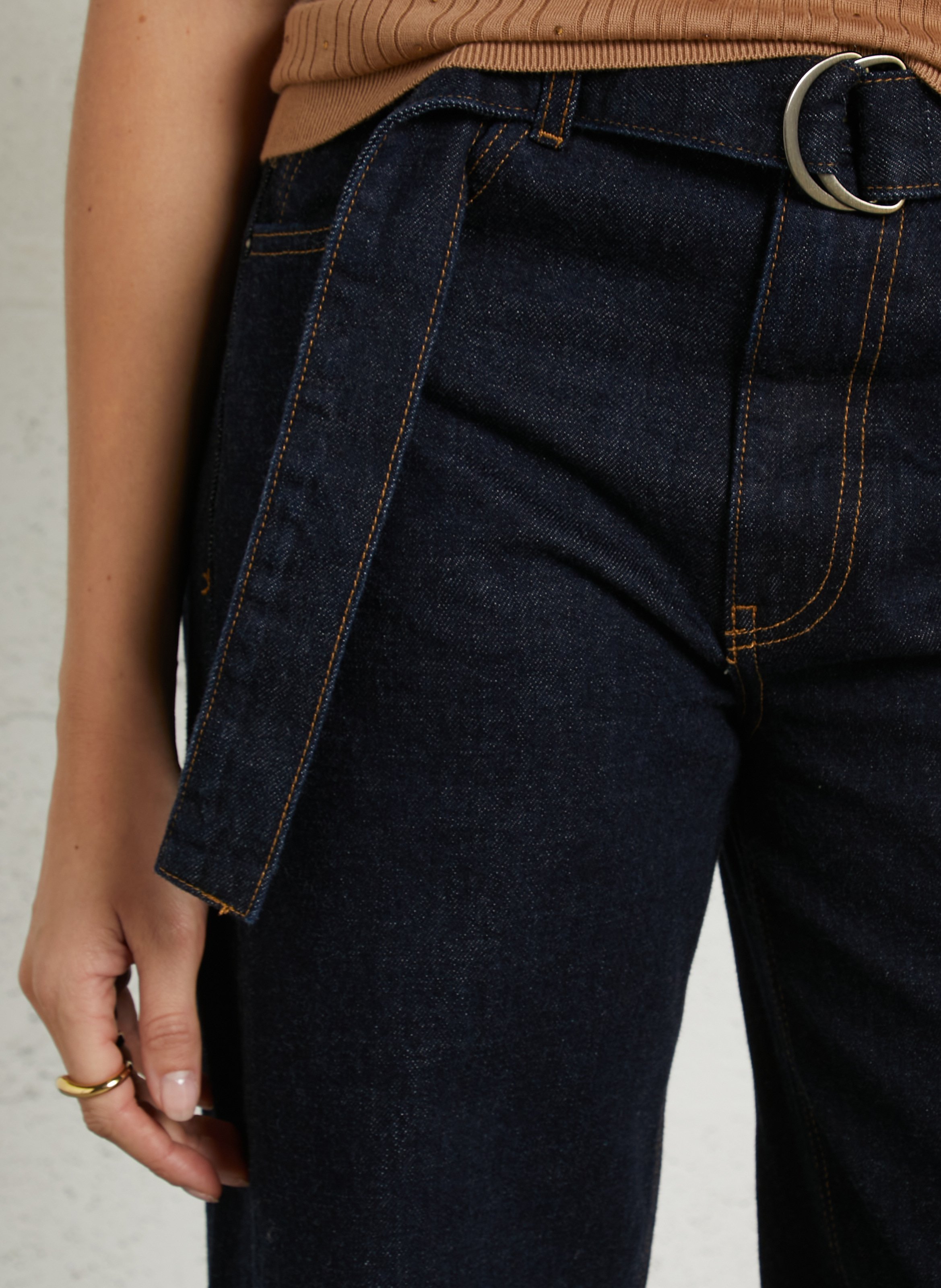 Wide-leg high-waisted cotton jeans LIU JO Blue