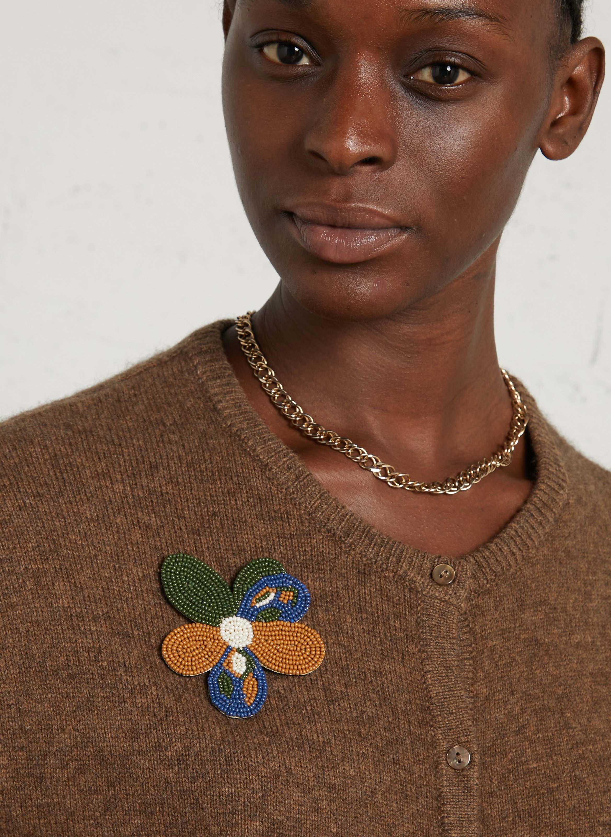 Broche fleur à perles NICE THINGS Vert