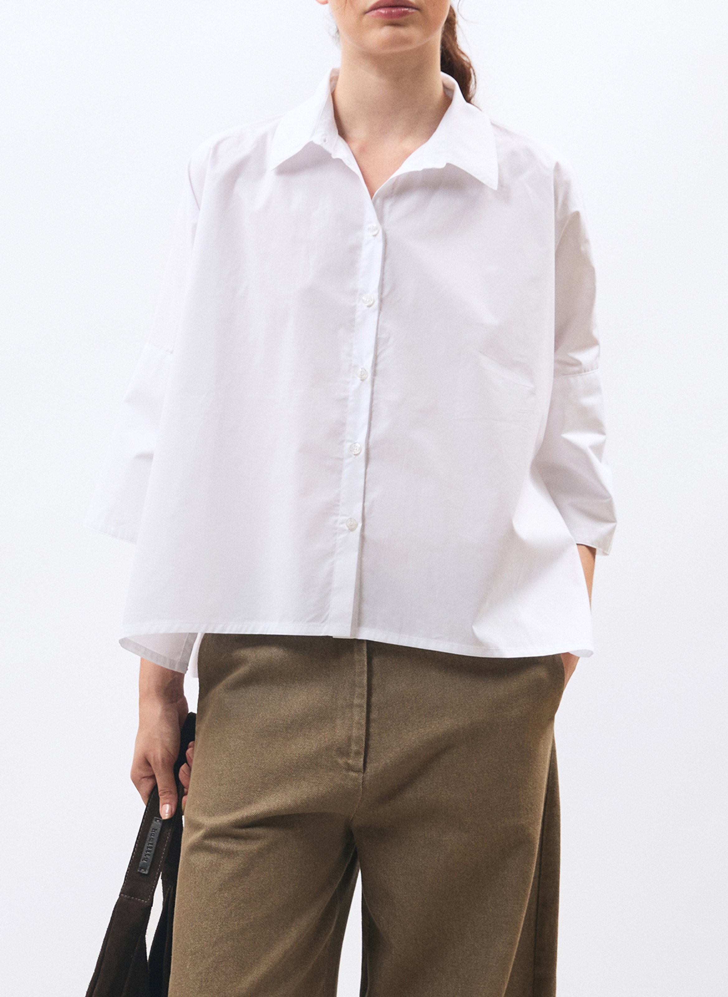 Loose-fitting cotton shirt with pattern HUMILITY White