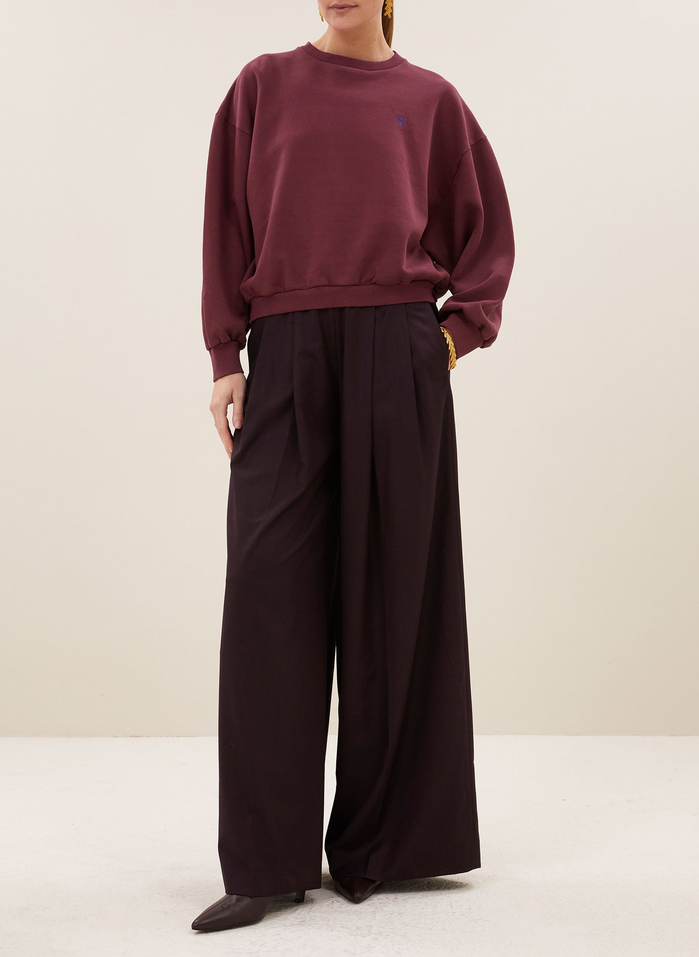 Sweat ample col rond uni BY BAR Rouge