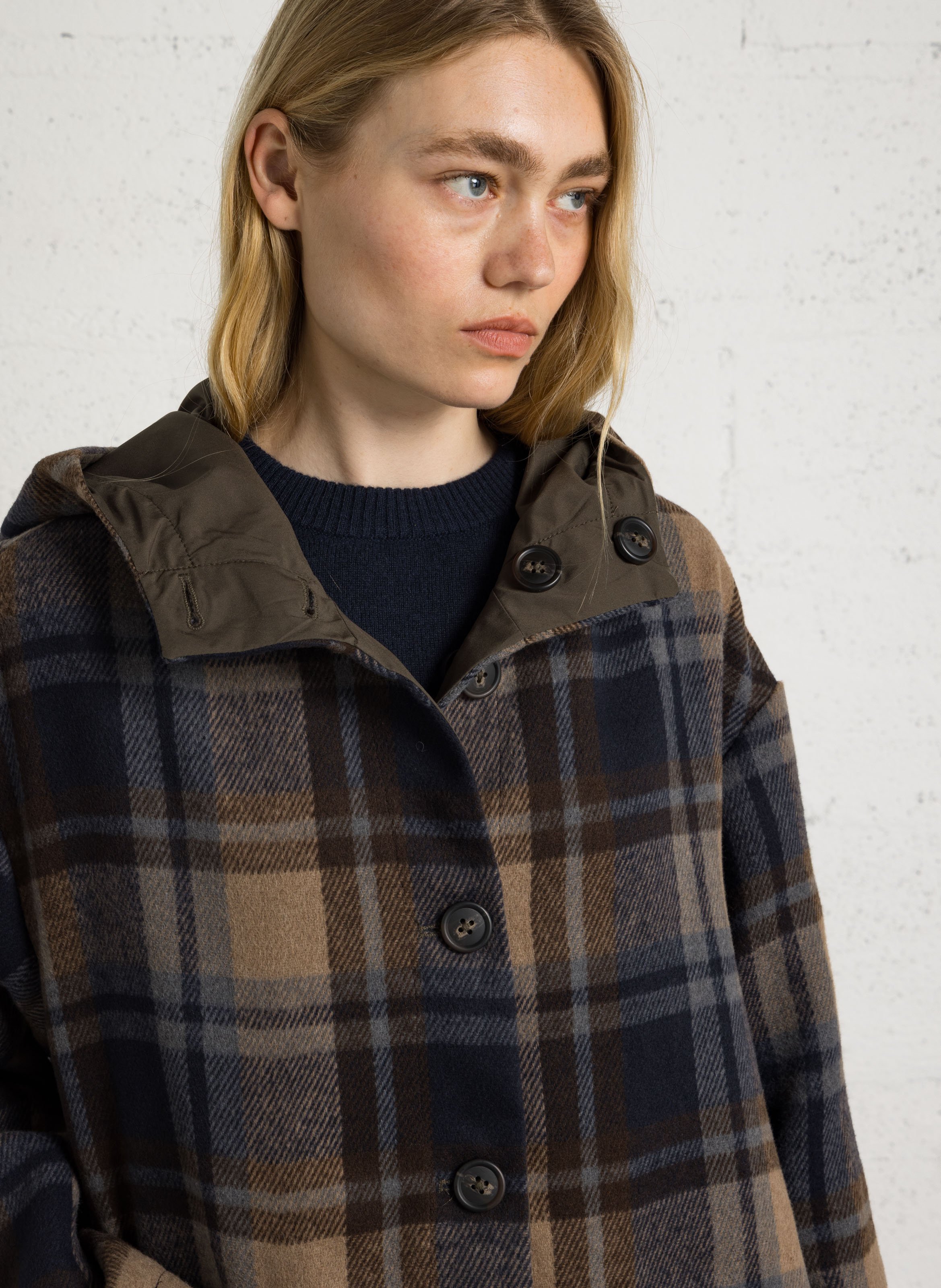 Manteau oversize à carreaux SUD EXPRESS Kaki