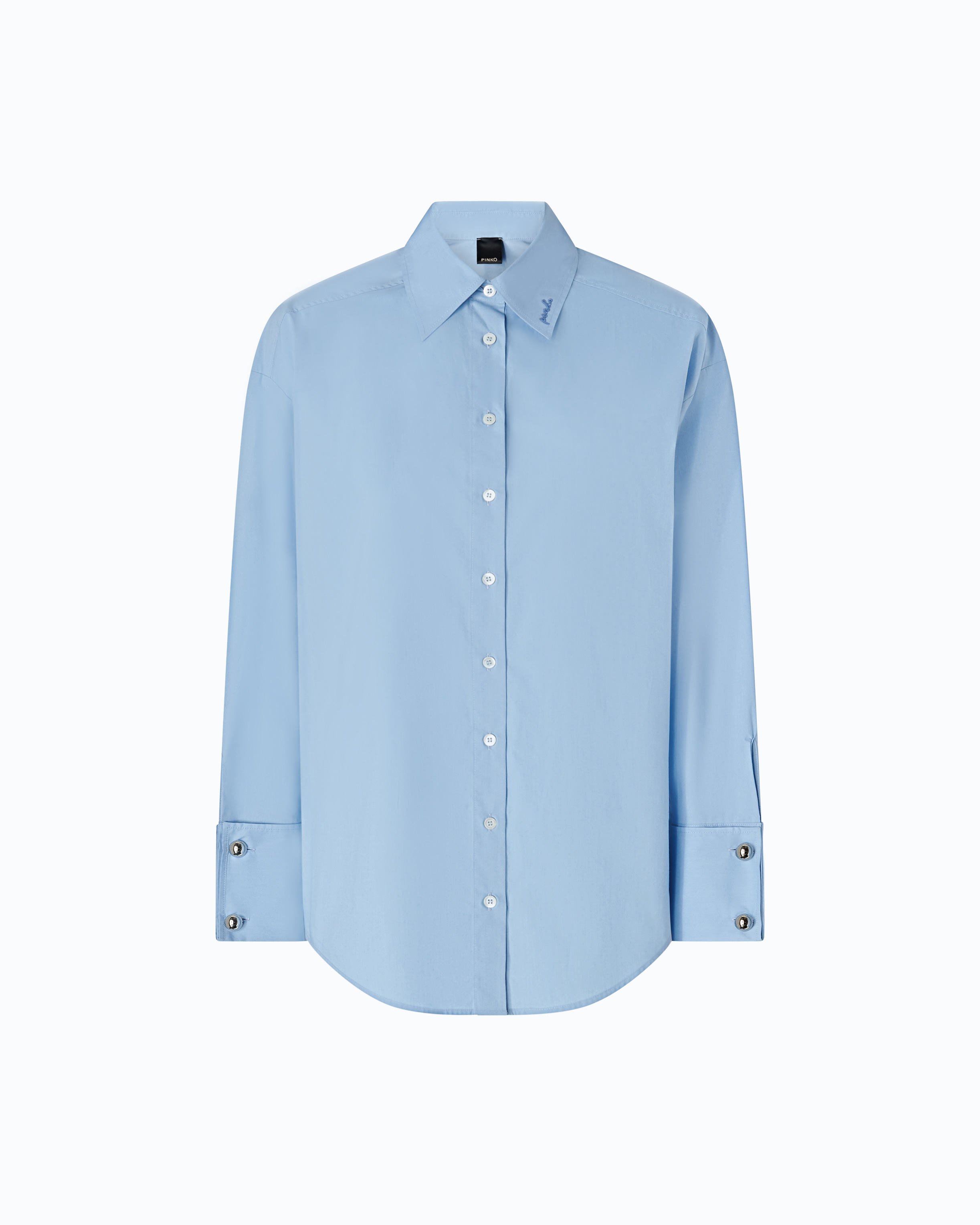 “Quiet Is the New Punk” Cotton Shirt PINKO Blue