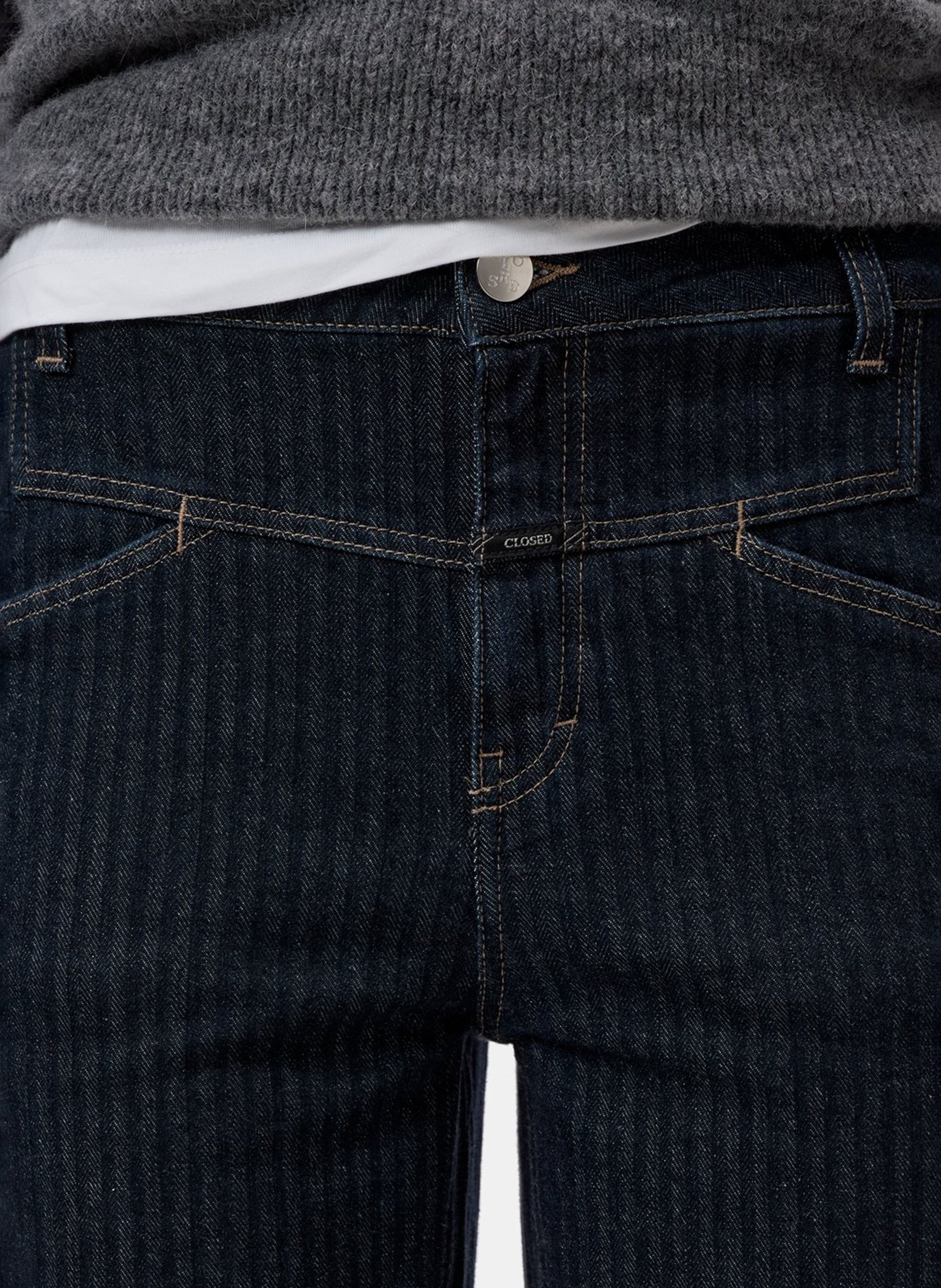 Jean large rayé en coton mélangé CLOSED Bleu