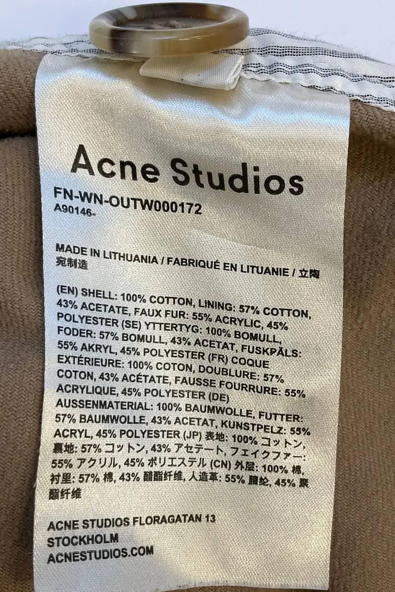 Coat ACNE STUDIOS - Seconde Main Beige