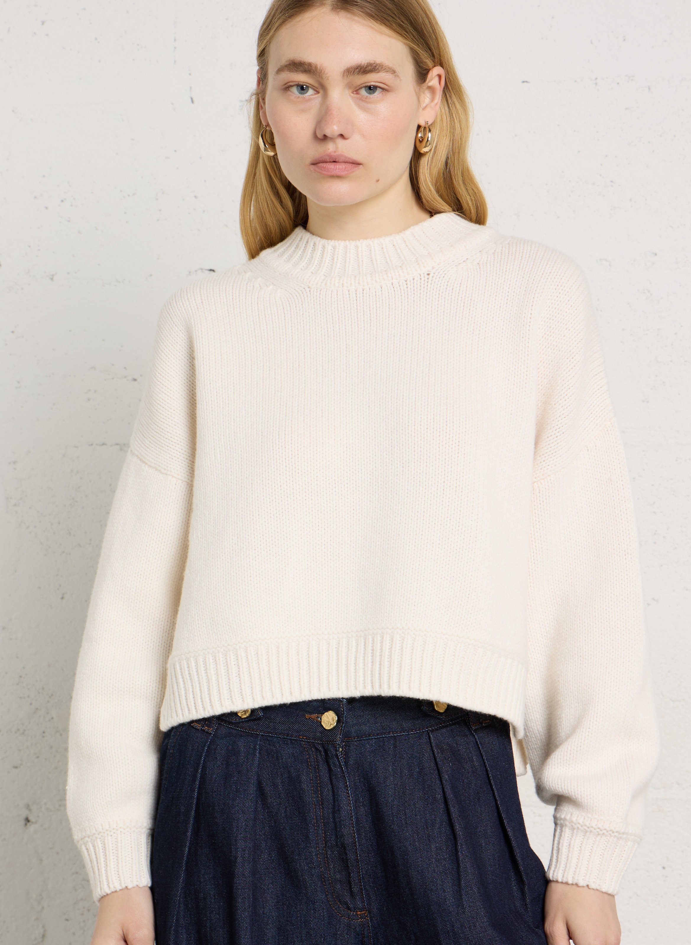 Weit geschnittener Wollpullover SESSUN Beige
