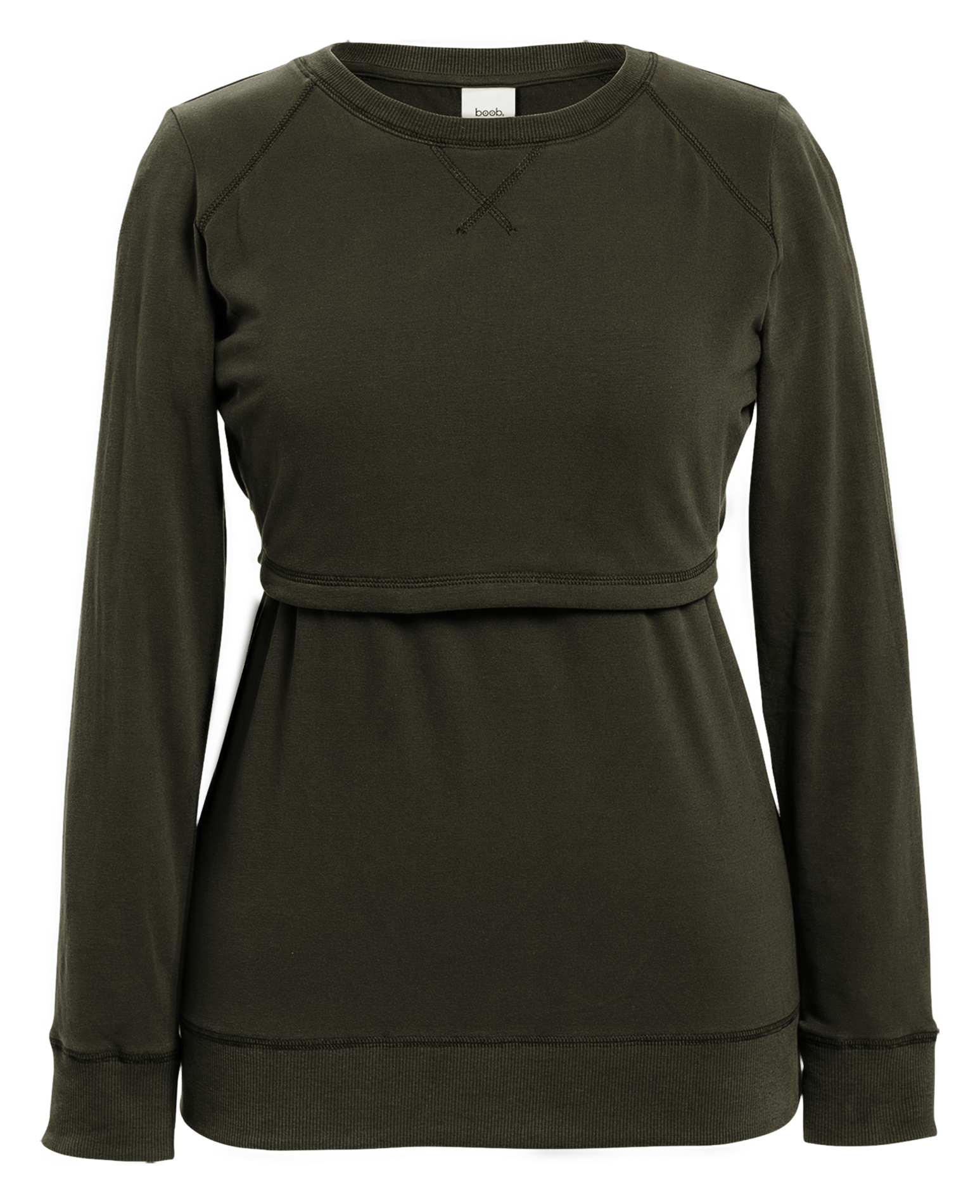 Sweat de grossesse et d'allaitement col rond en coton bio mélangé  BOOB Kaki