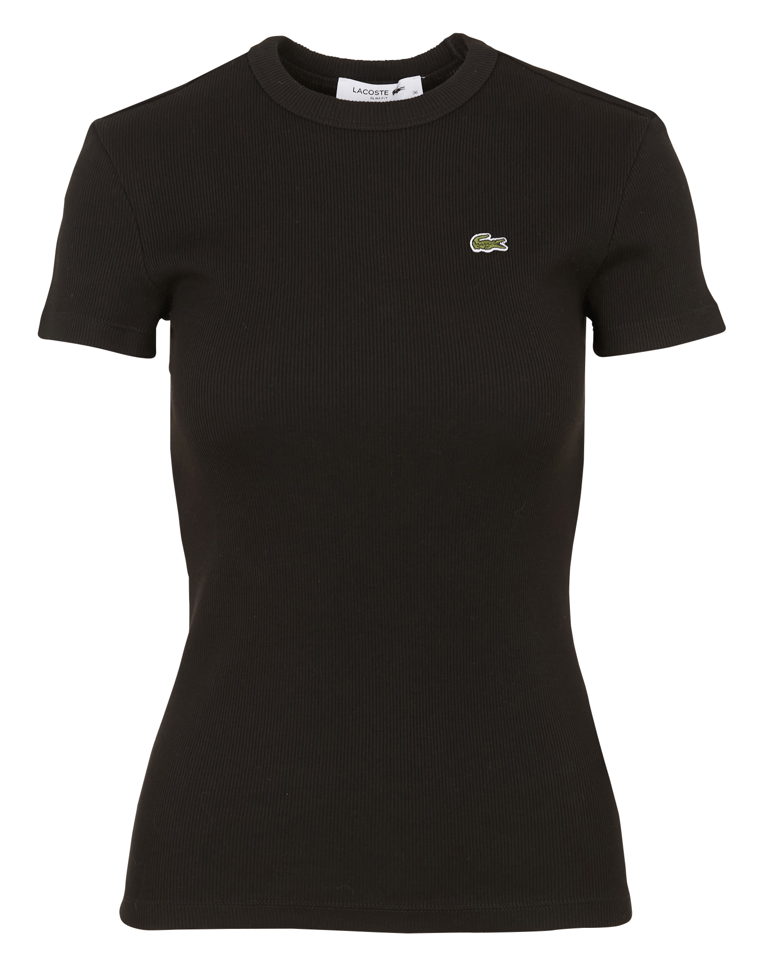 Tee-shirt moulant col rond en coton LACOSTE Noir