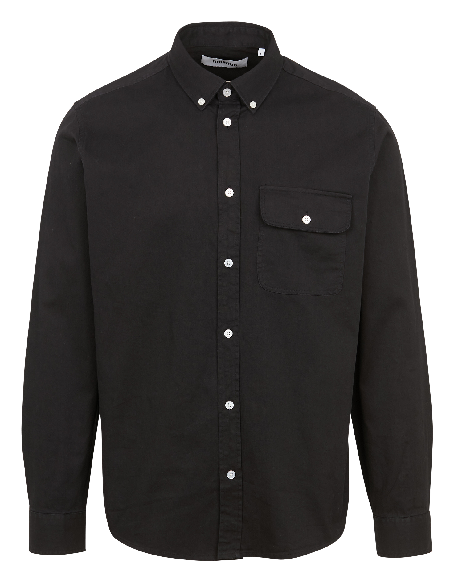Straight cotton shirt with classic collar MINIMUM Black