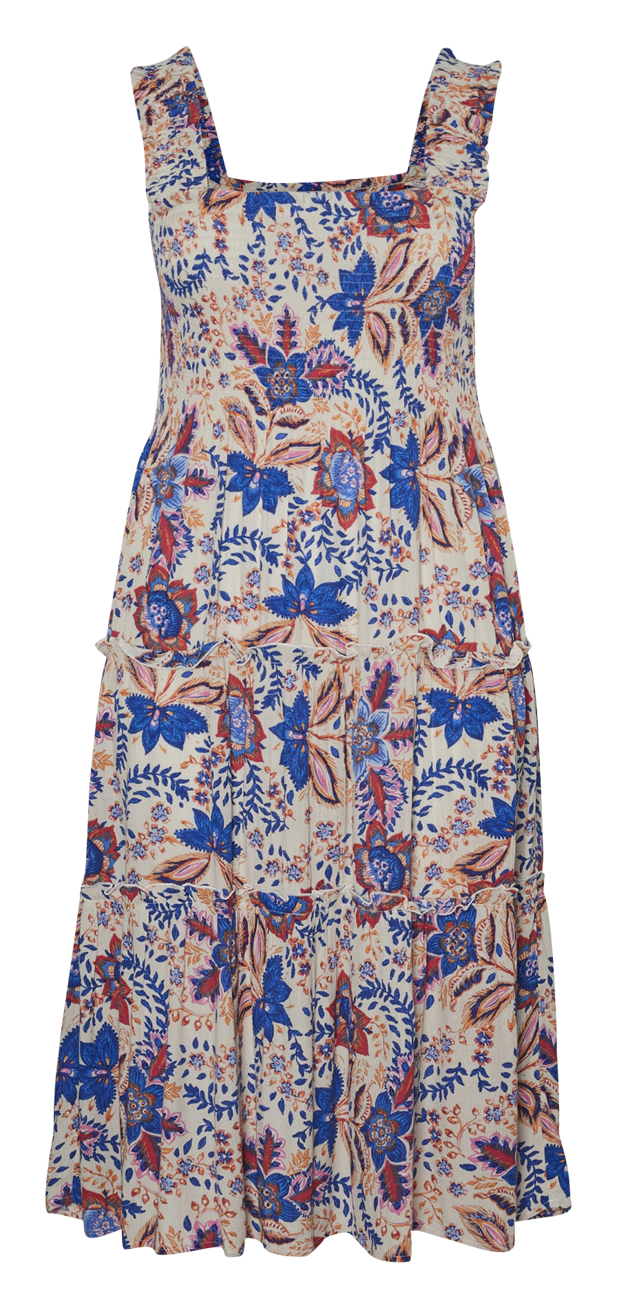 Robe midi smockée et imprimée VERO MODA CURVE Beige