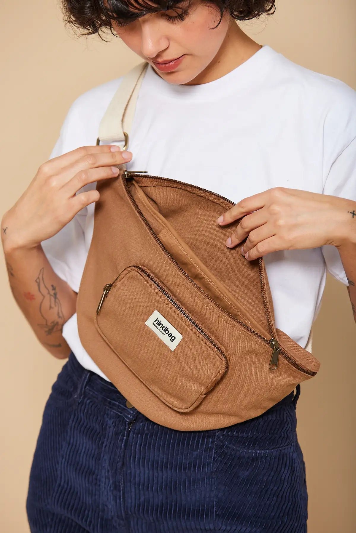 Cotton waist bag HINDBAG Brown