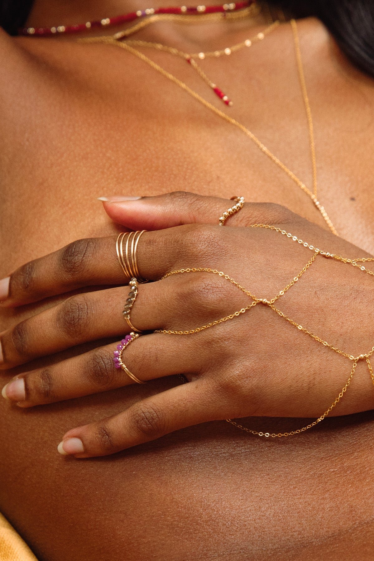 Multi-row ring YAY Golden