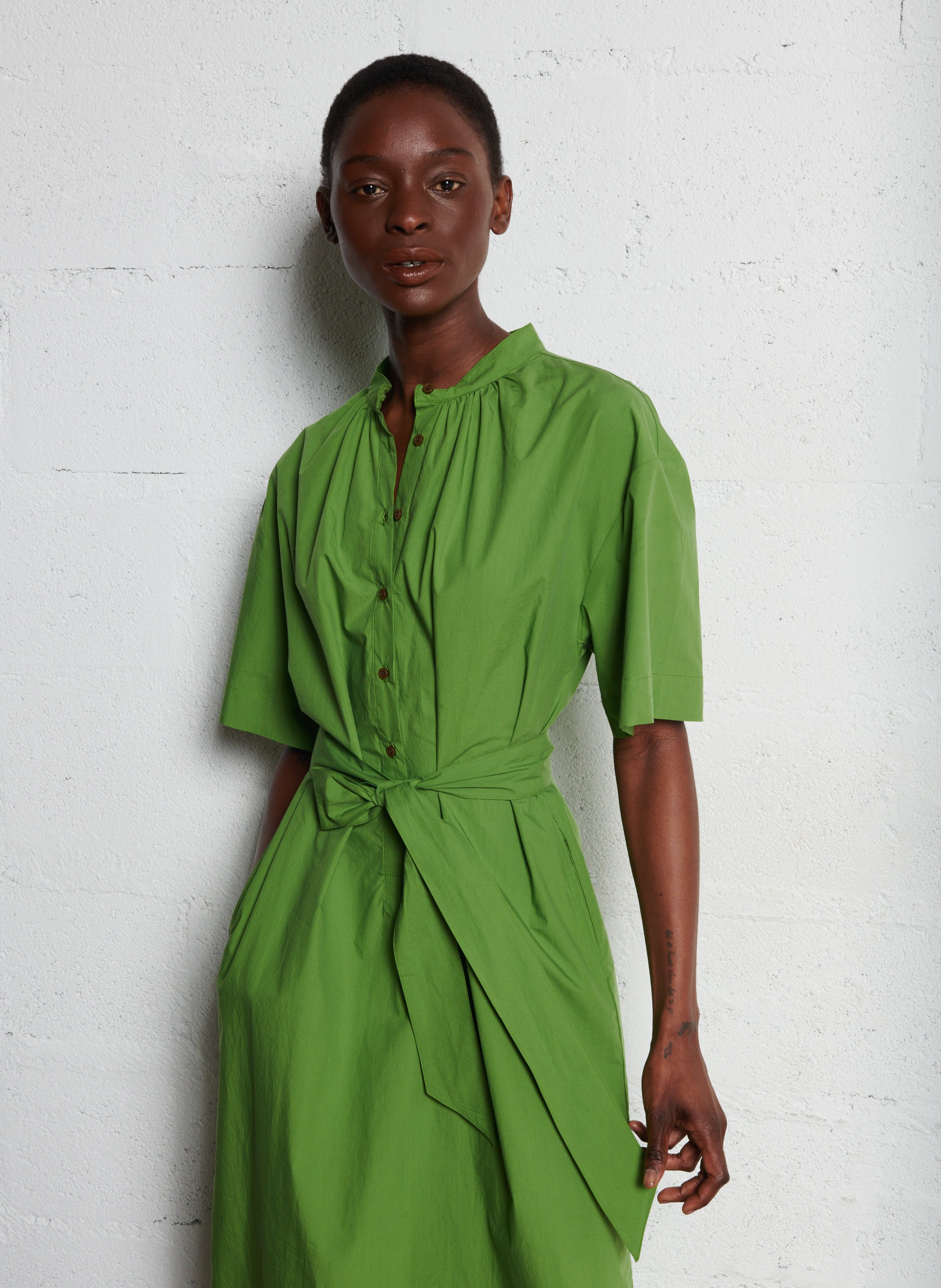 Katoenen babydoll met ronde hals BELLEPIECE Groen