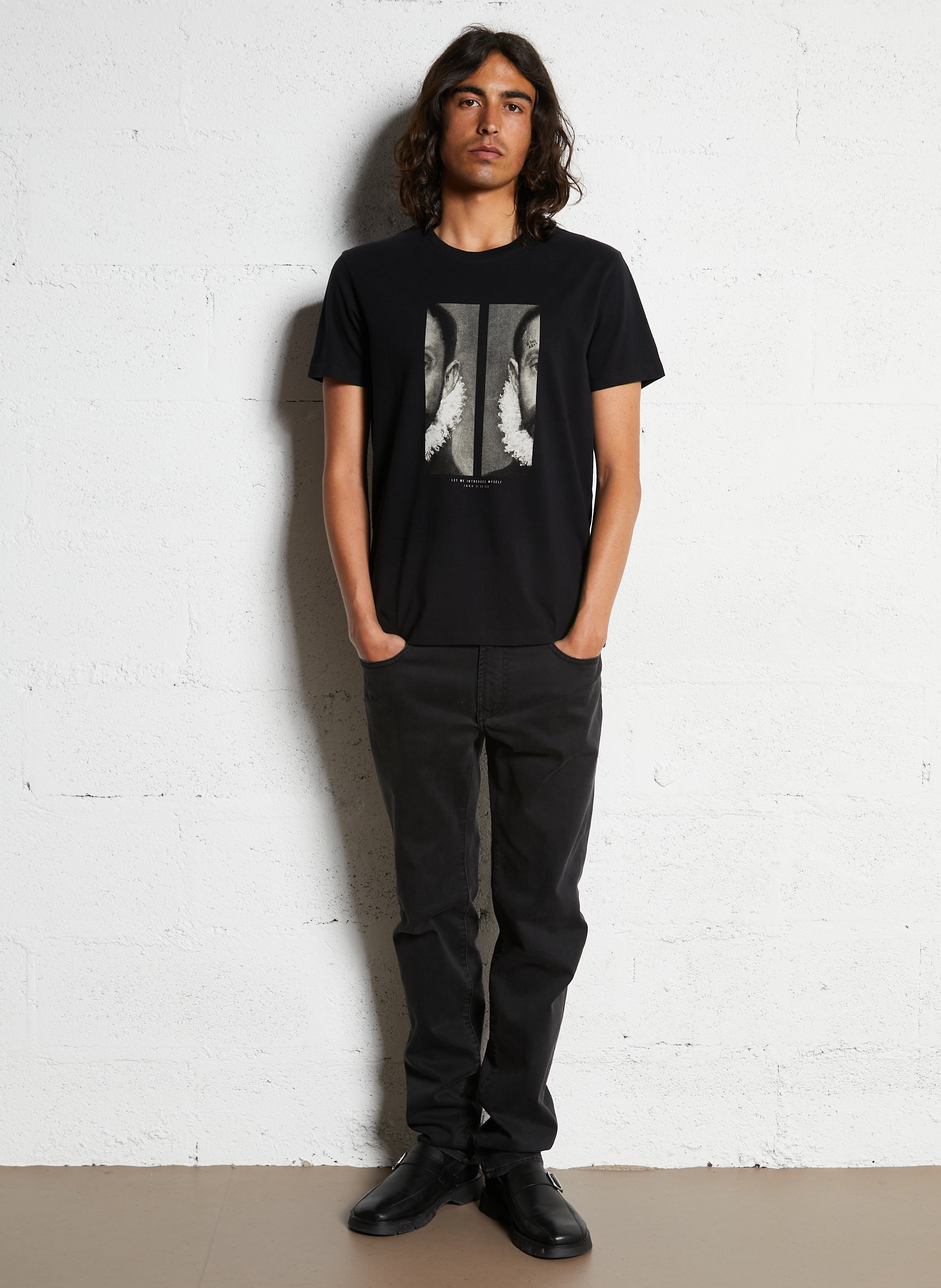 Tee-shirt droit en coton sérigraphié IKKS Noir