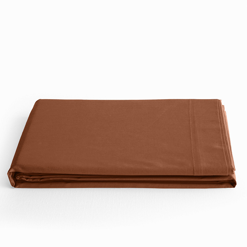 Flat sheet "premium" for single & double beds COTON PUR Brown