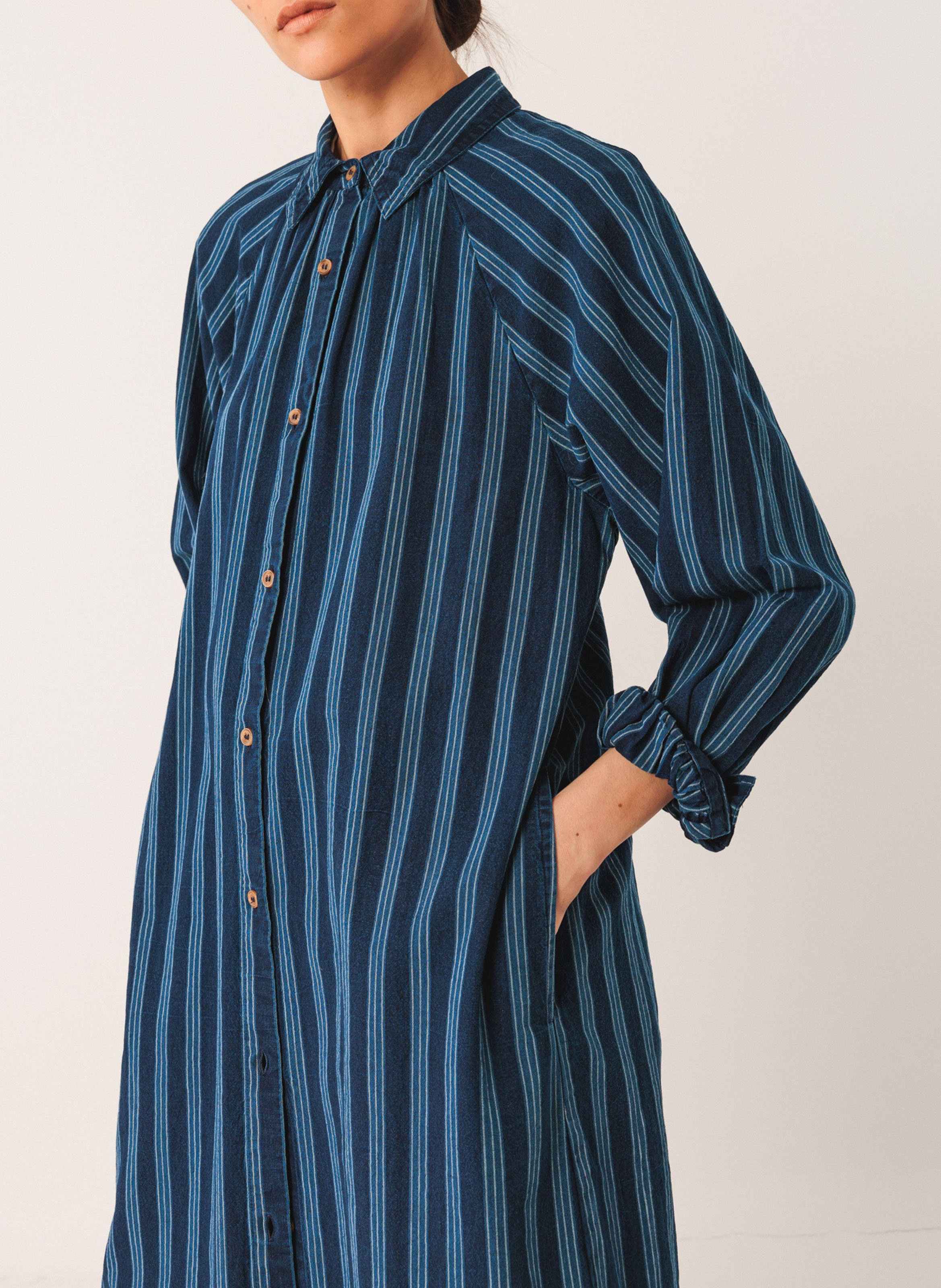 Striped loose fit midi dress INDI & COLD Blue