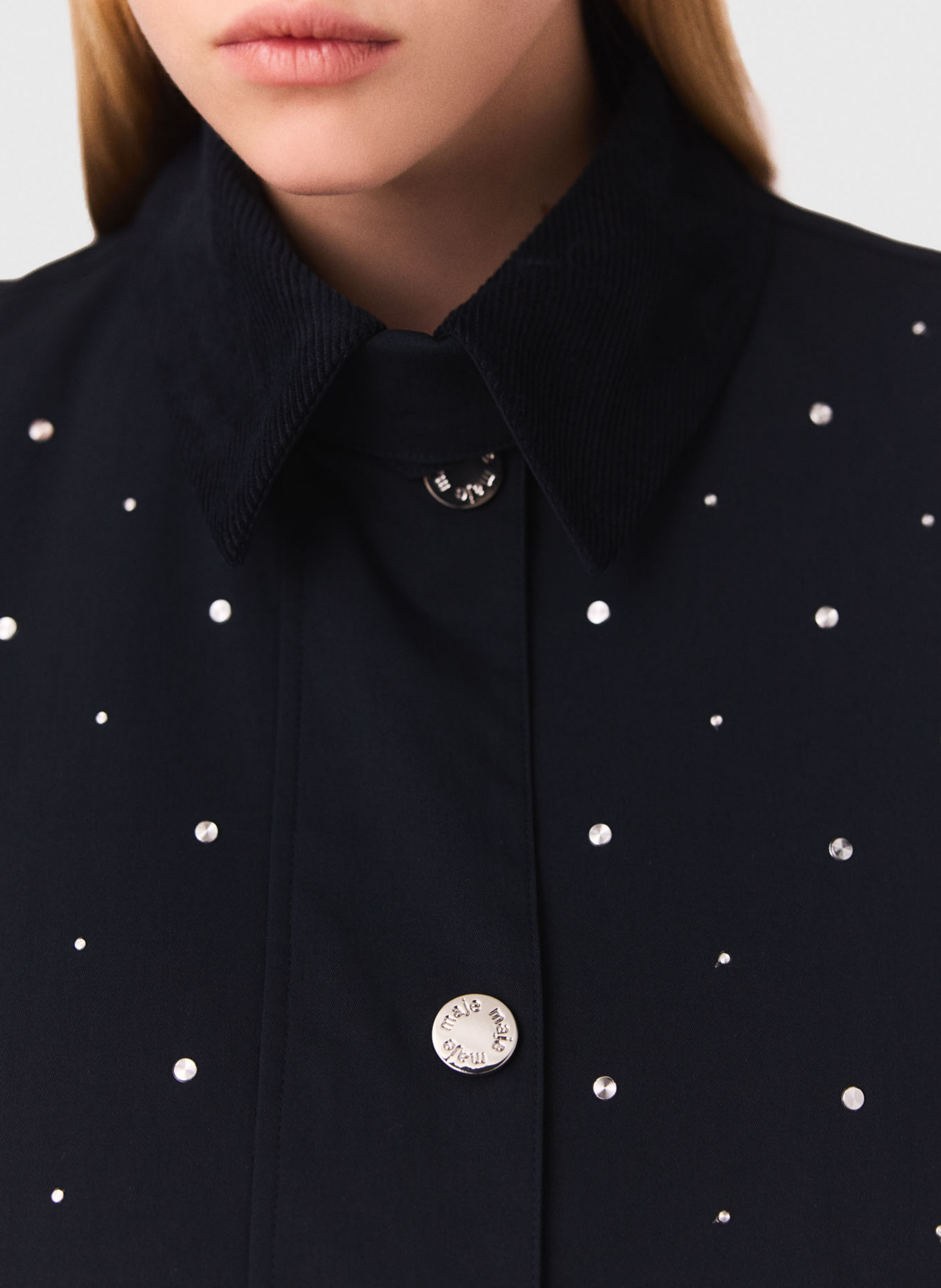 Veste col classique en coton mélangé MAJE Bleu