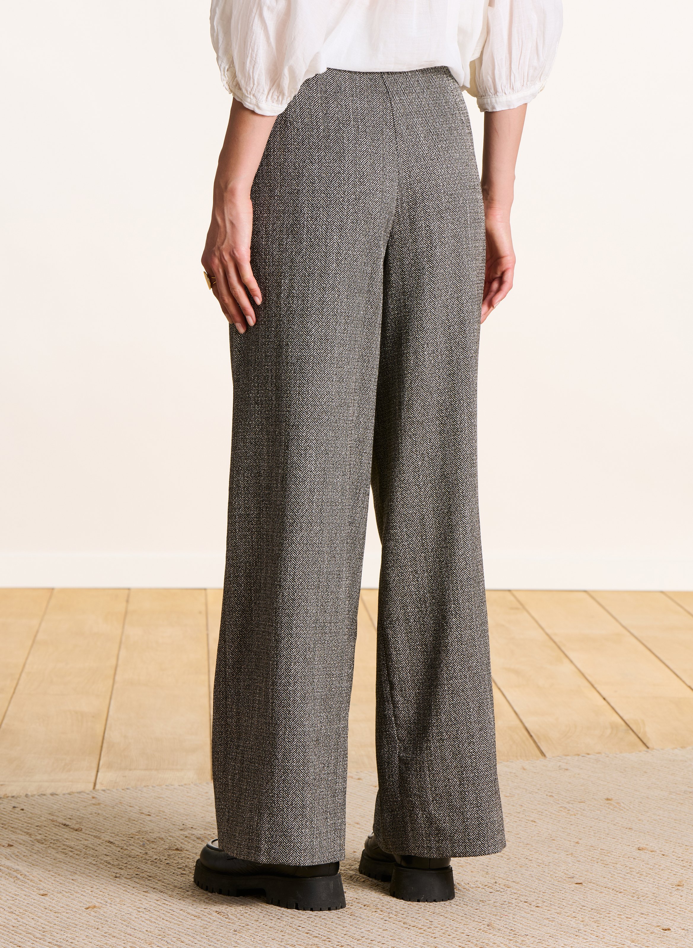 Pantalon large chevrons LA FEE MARABOUTEE Noir