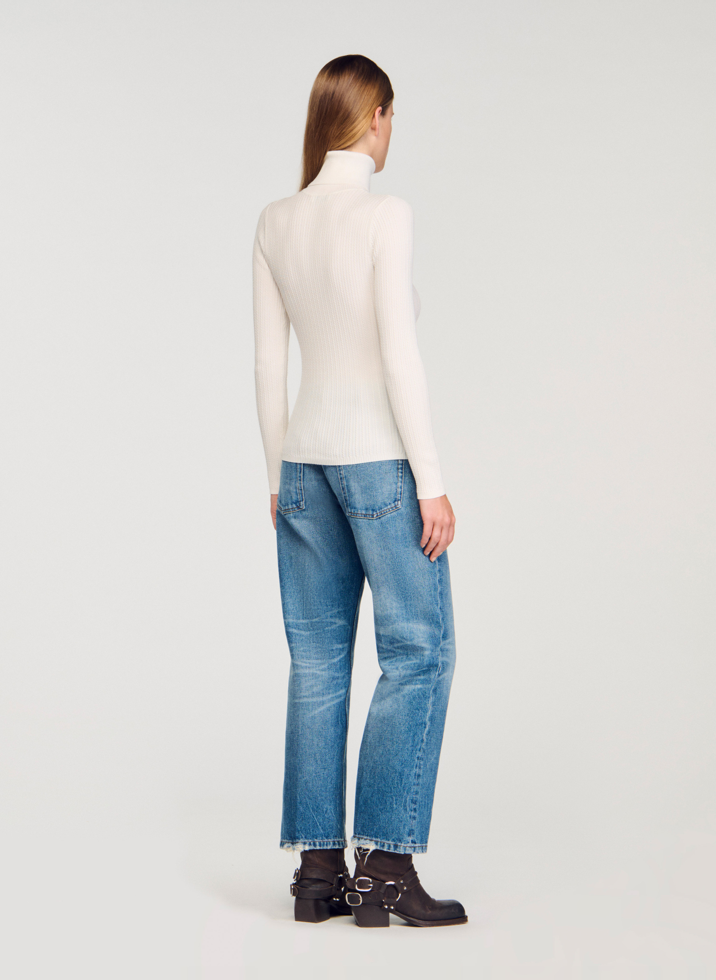 Pull col roulé  SANDRO Blanc