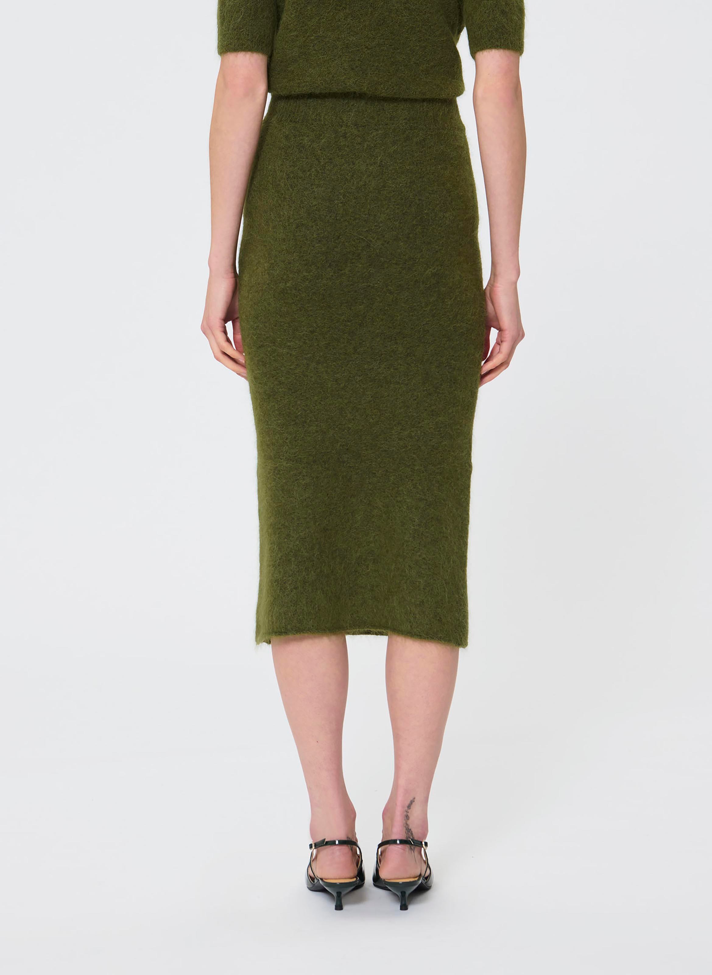 Jupe longue en maille en alpaga mélangé TARA JARMON Vert